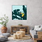 Green Toucan Tropical Banana Leaves Pattern by Brigitte Carre on GIANT ART - green digital painting