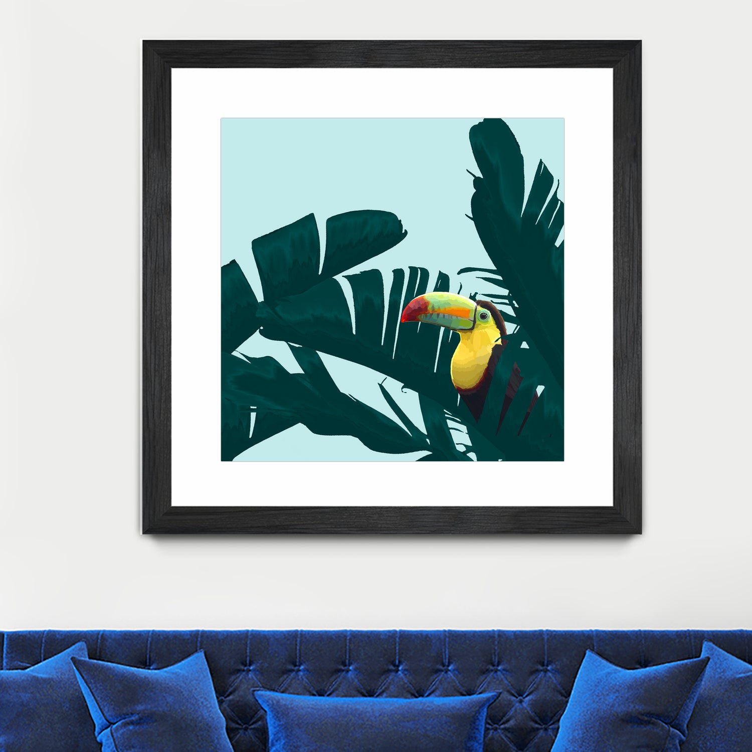 Green Toucan Tropical Banana Leaves Pattern by Brigitte Carre on GIANT ART - green digital painting