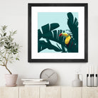 Green Toucan Tropical Banana Leaves Pattern by Brigitte Carre on GIANT ART - green digital painting