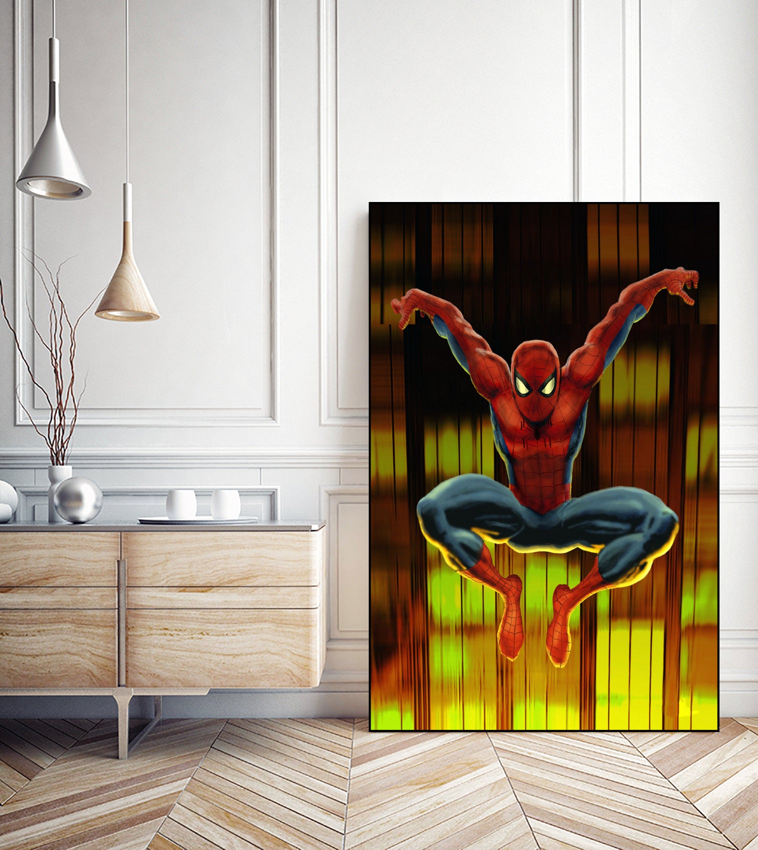 Marvel: Spider-Man Drops By by Dan Avenell on GIANT ART - blue digital painting