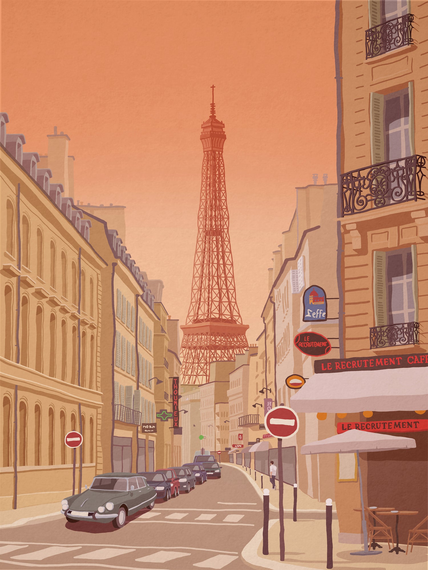 Eiffel Tower Paris by Steve Ash on GIANT ART - yellow digital painting