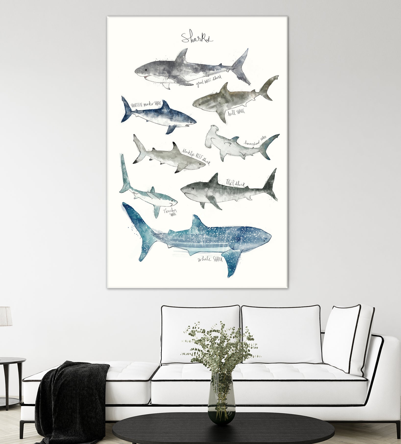 Sharks by Amy Hamilton on GIANT ART - blue mixed media