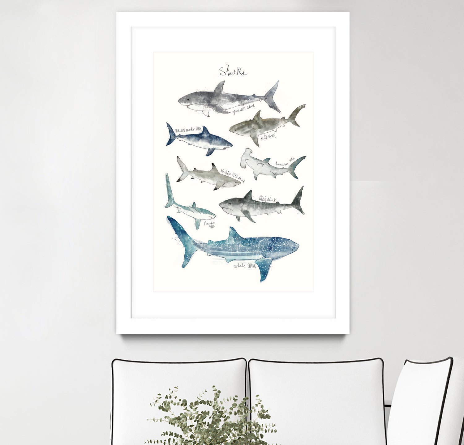 Sharks by Amy Hamilton on GIANT ART - blue mixed media