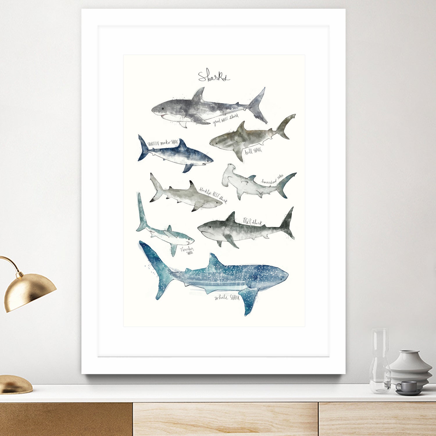 Sharks by Amy Hamilton on GIANT ART - blue mixed media