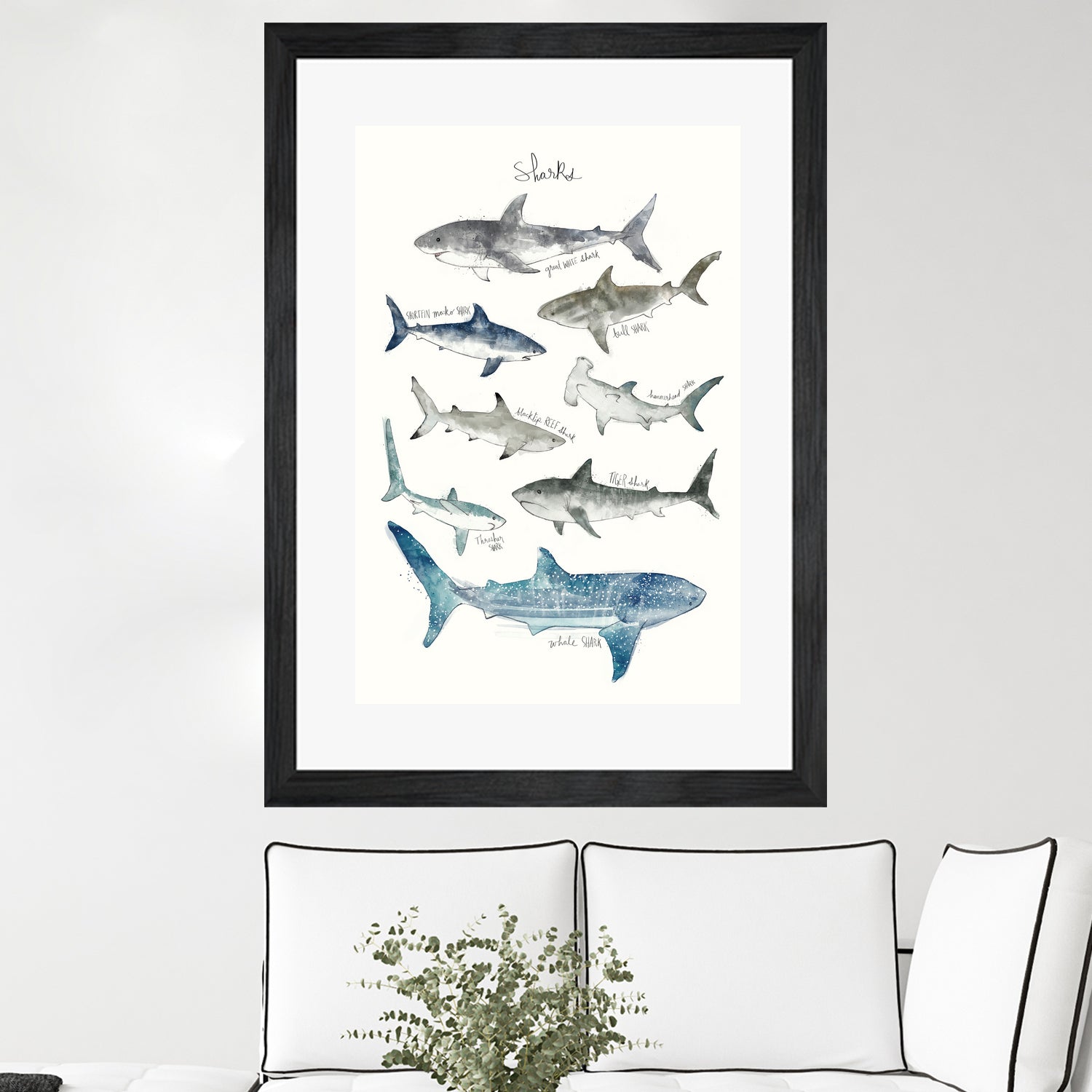 Sharks by Amy Hamilton on GIANT ART - blue mixed media