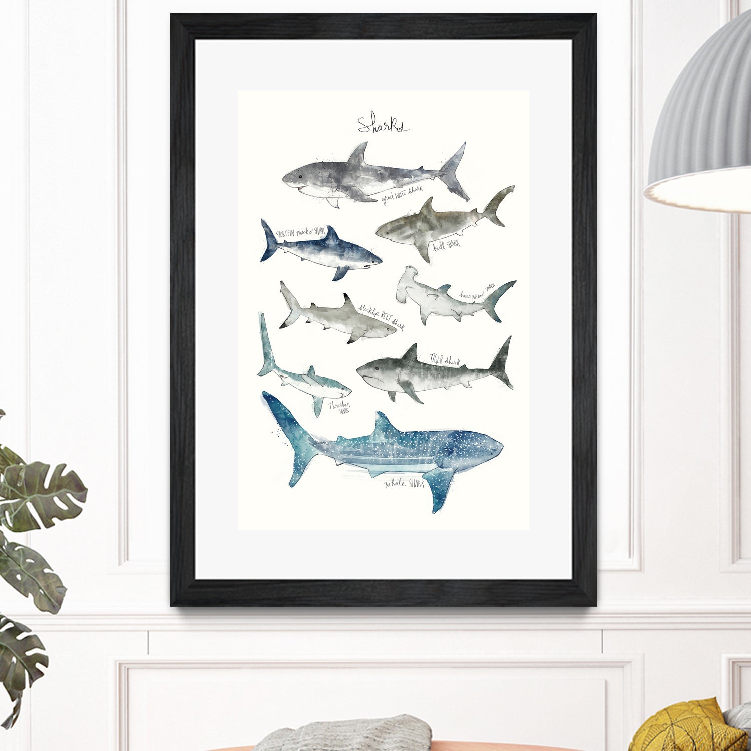 Sharks by Amy Hamilton on GIANT ART - blue mixed media