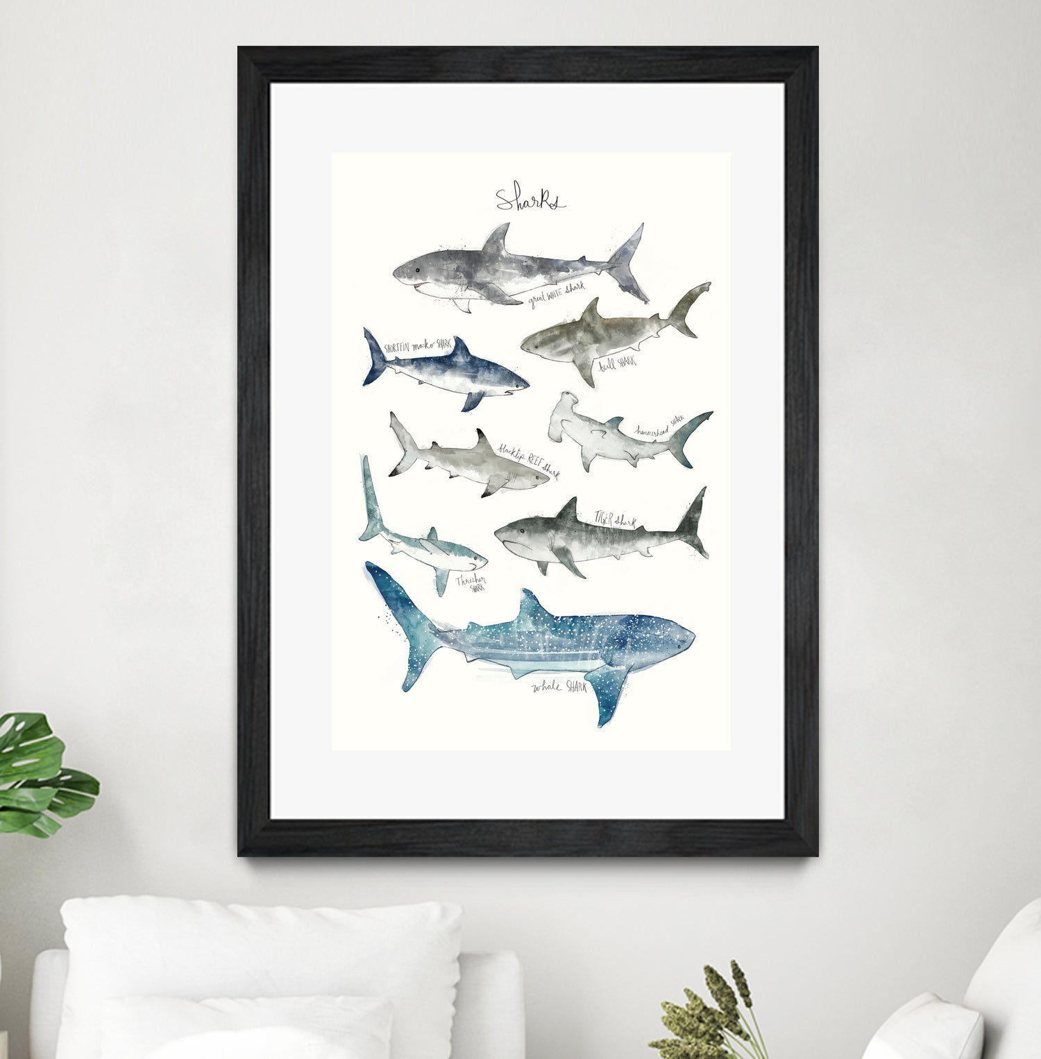 Sharks by Amy Hamilton on GIANT ART - blue mixed media