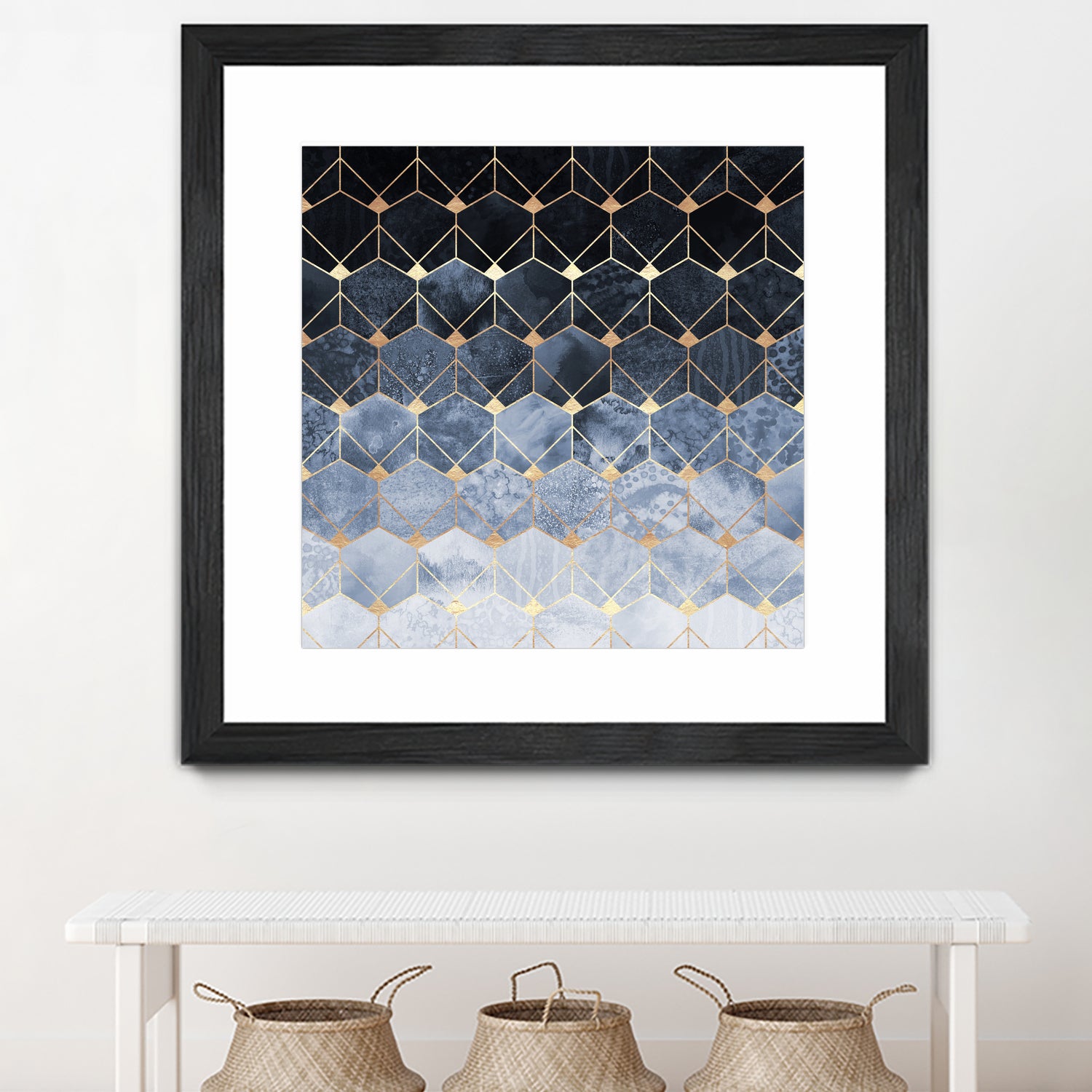 Blue hexagons and diamonds by Elisabeth Fredriksson on GIANT ART - blue digital painting