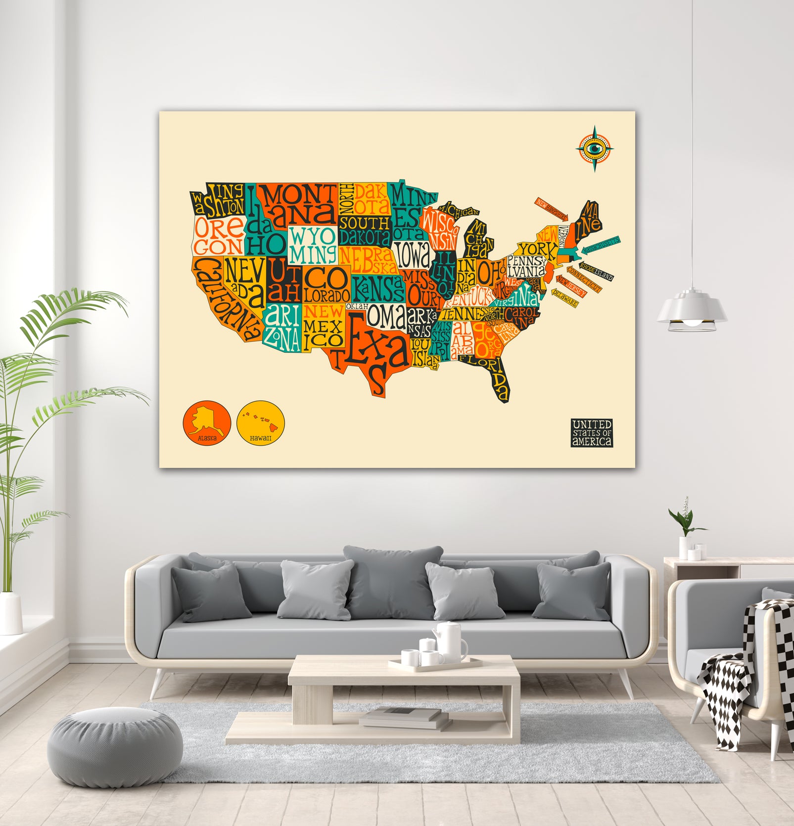 United States Map by Jazzberry Blue on GIANT ART - white vector illustration