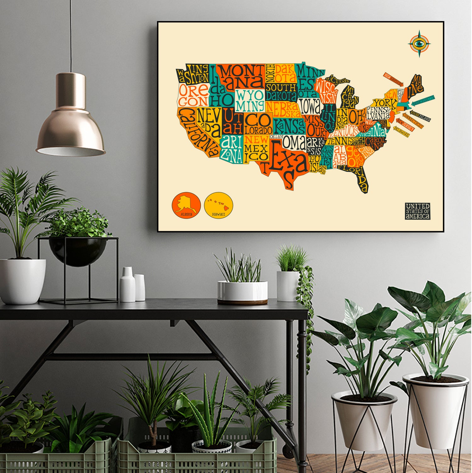 United States Map by Jazzberry Blue on GIANT ART - white vector illustration