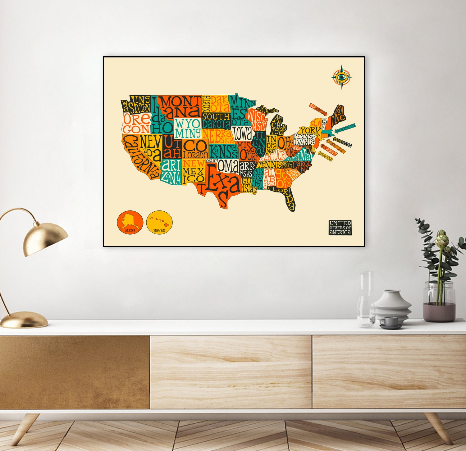 United States Map by Jazzberry Blue on GIANT ART - white vector illustration