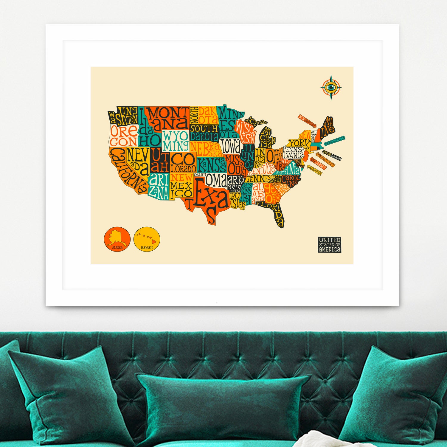 United States Map by Jazzberry Blue on GIANT ART - white vector illustration