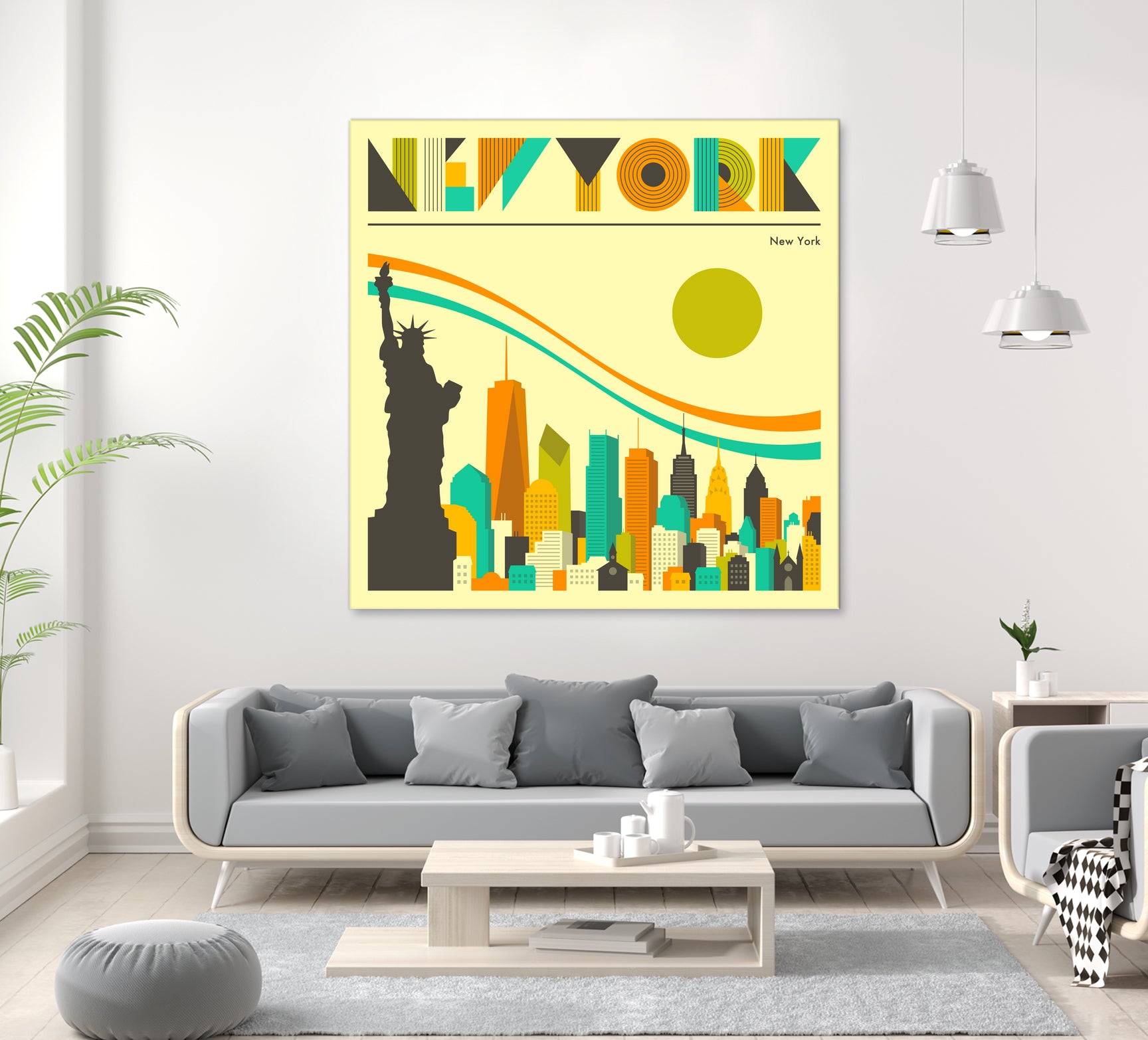 New York Skyline by Jazzberry Blue on GIANT ART - orange vector illustration