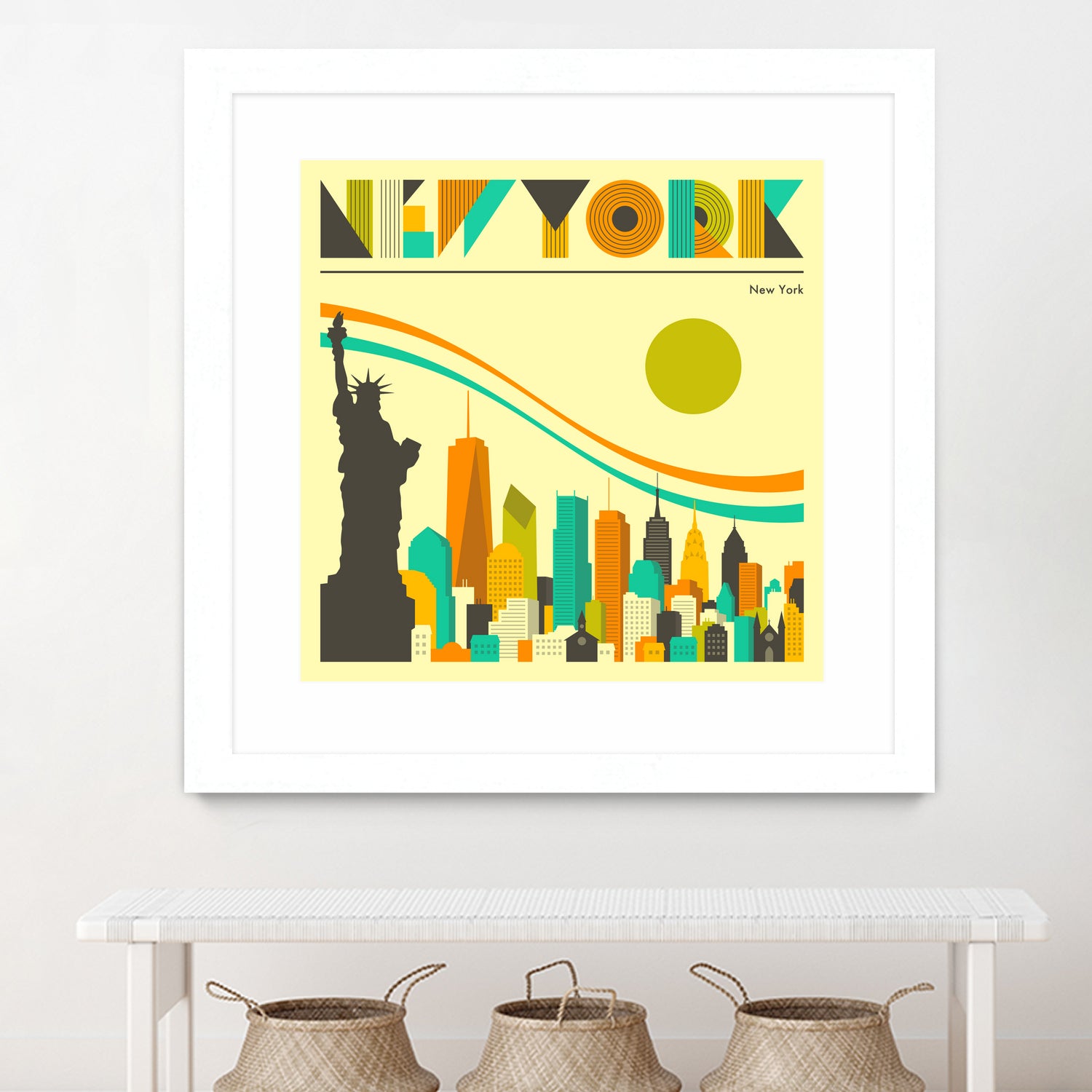 New York Skyline by Jazzberry Blue on GIANT ART - orange vector illustration