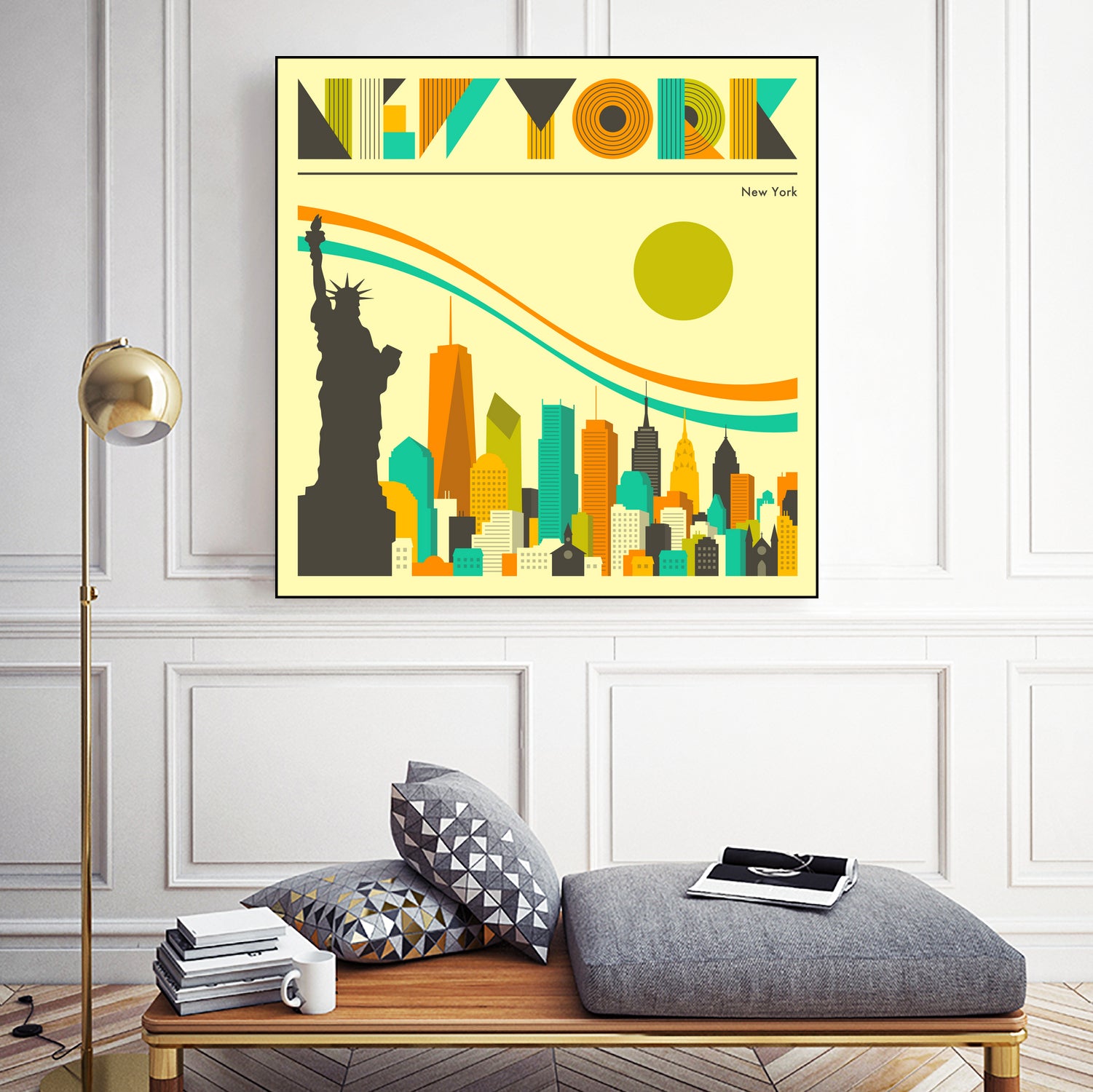 New York Skyline by Jazzberry Blue on GIANT ART - orange vector illustration