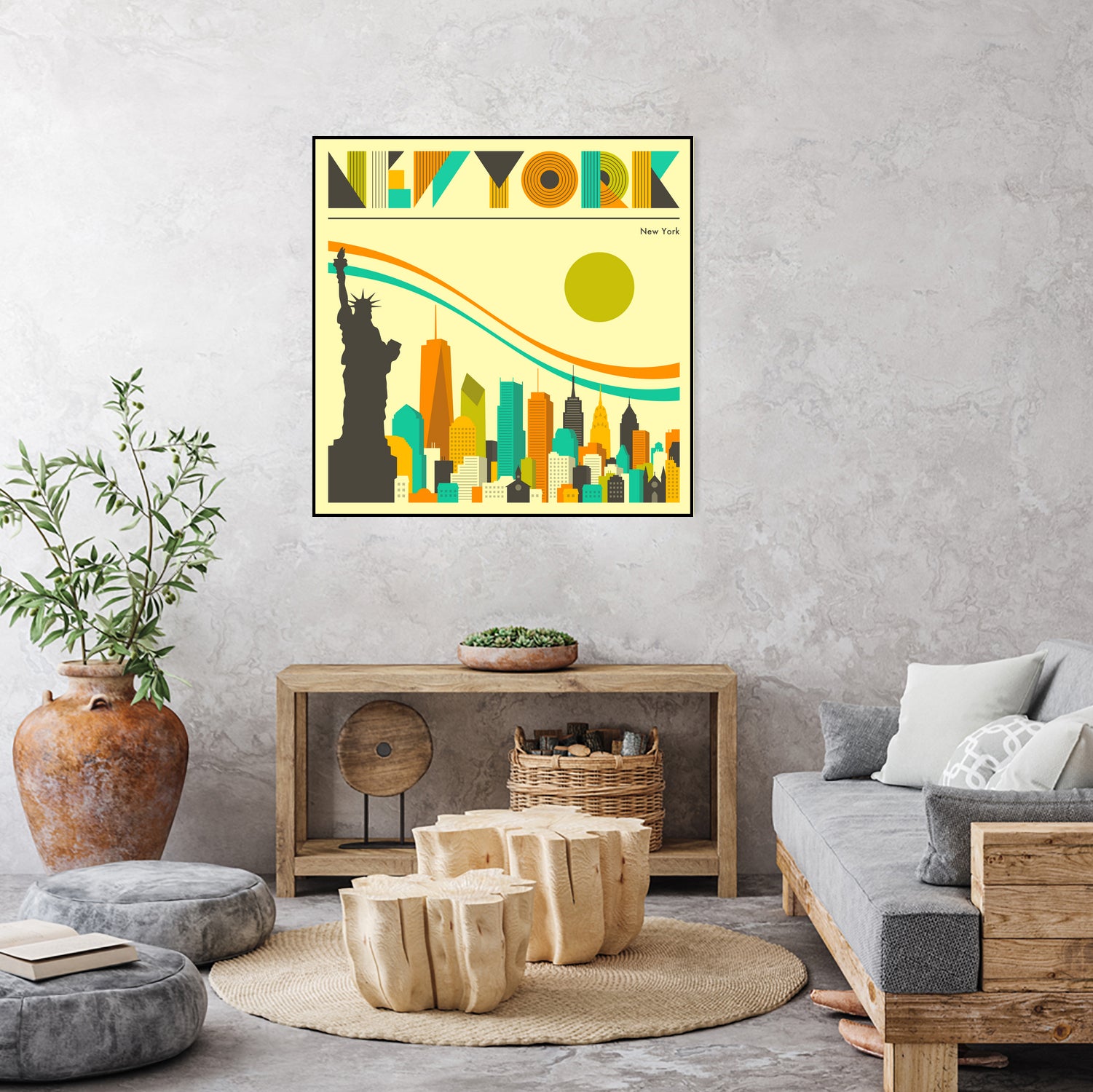 New York Skyline by Jazzberry Blue on GIANT ART - orange vector illustration