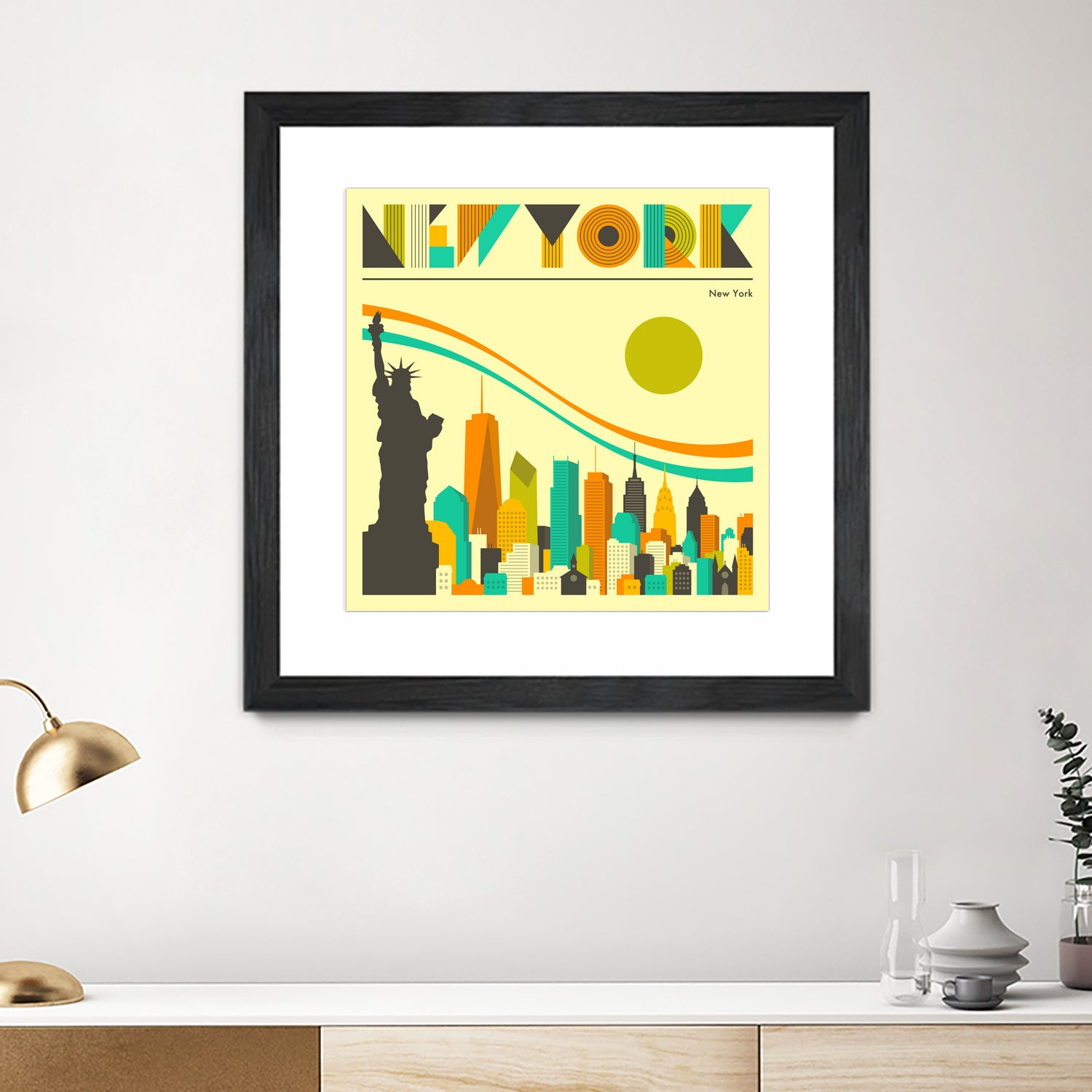 New York Skyline by Jazzberry Blue on GIANT ART - orange vector illustration