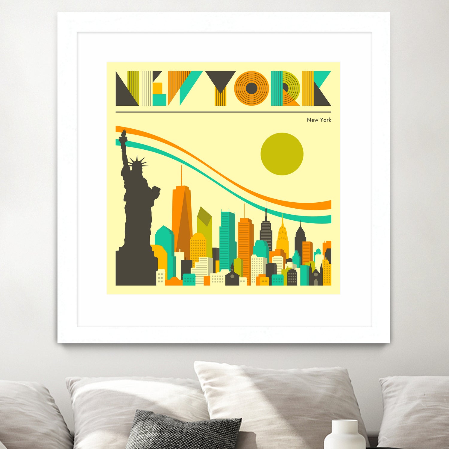 New York Skyline by Jazzberry Blue on GIANT ART - orange vector illustration