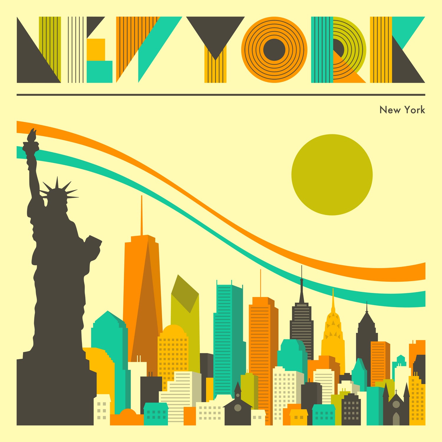 New York Skyline by Jazzberry Blue on GIANT ART - orange vector illustration