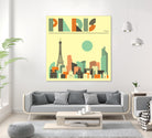 Paris Skyline by Jazzberry Blue on GIANT ART - pink vector illustration