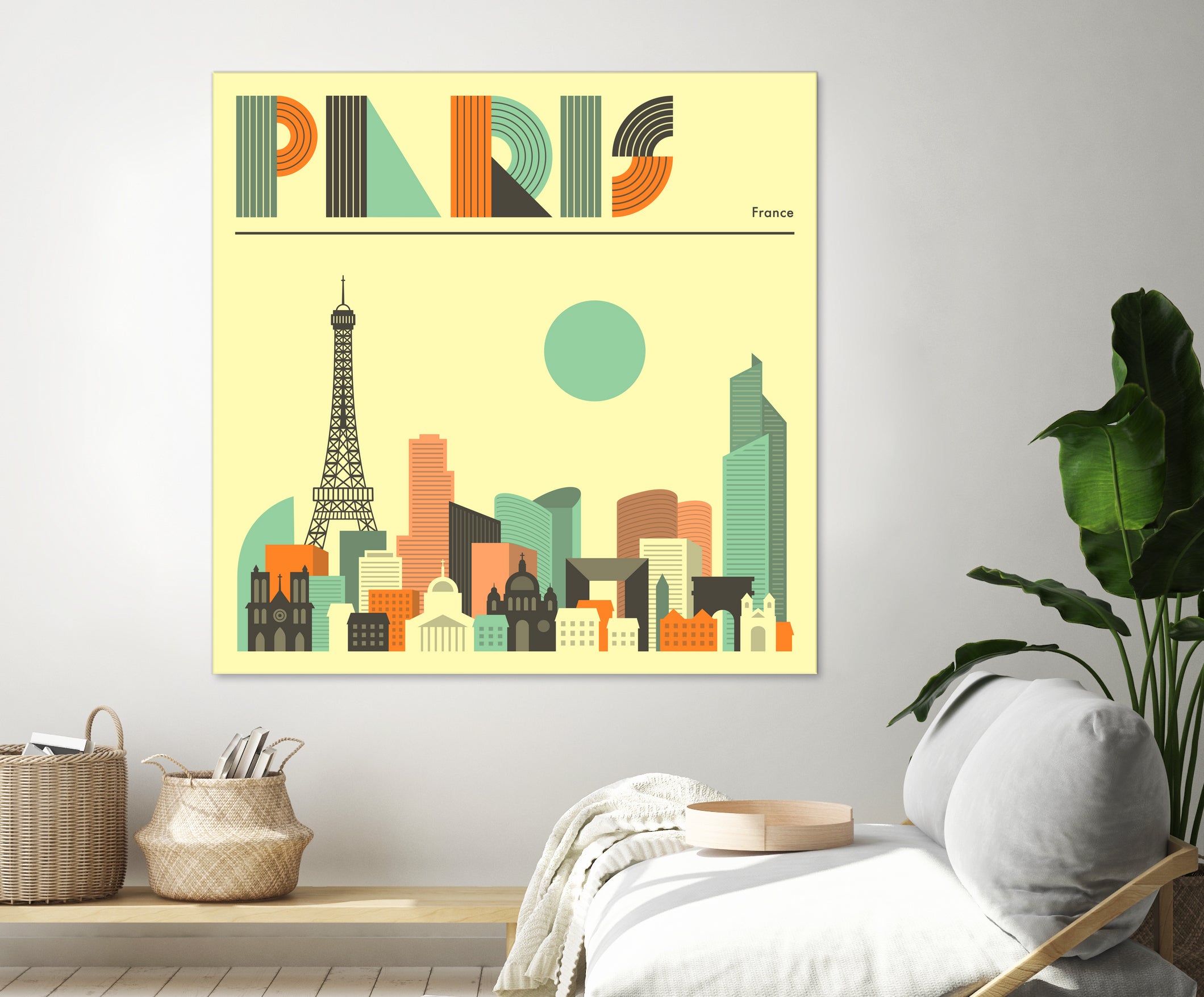 Paris Skyline by Jazzberry Blue on GIANT ART - pink vector illustration