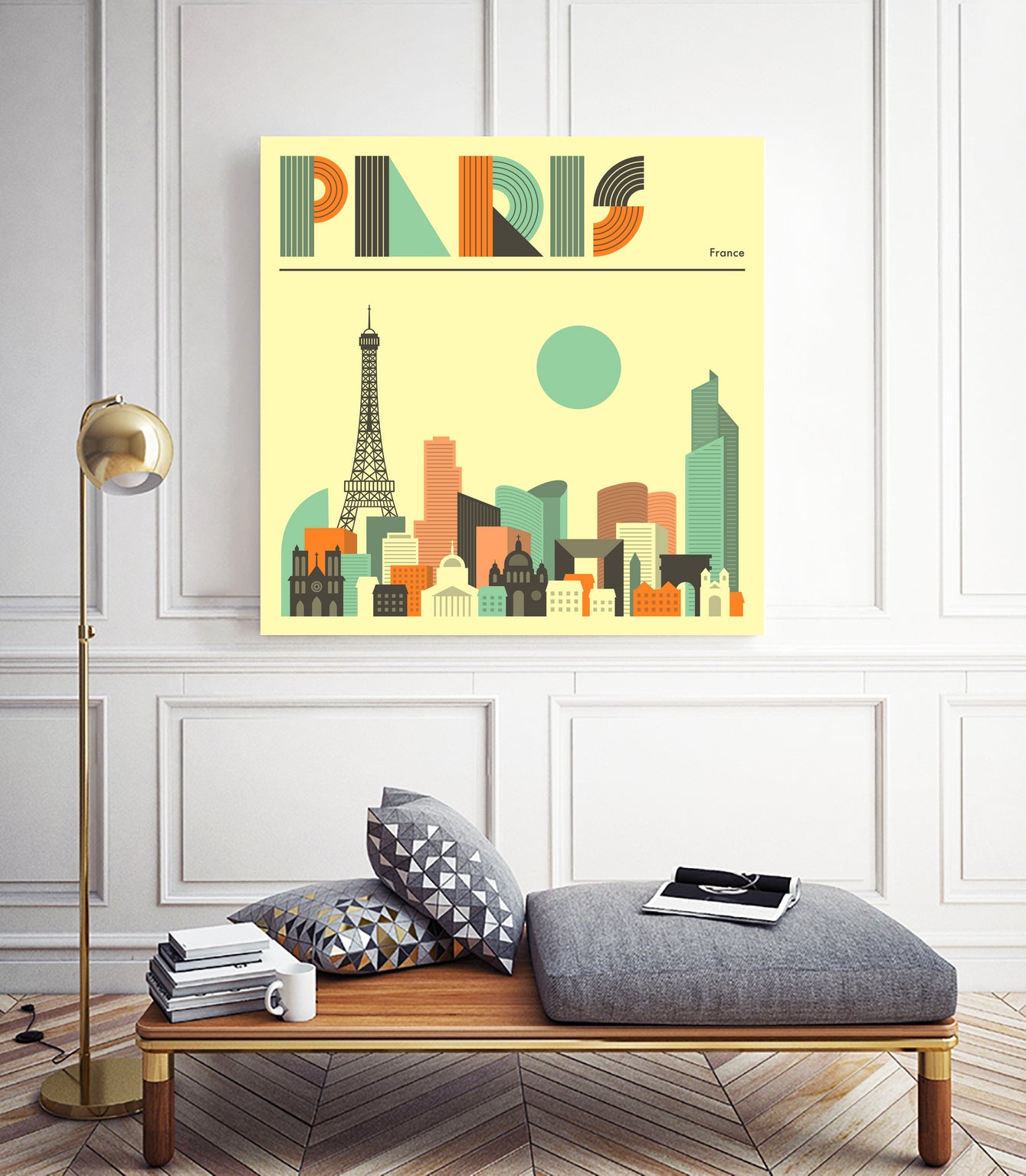 Paris Skyline by Jazzberry Blue on GIANT ART - pink vector illustration