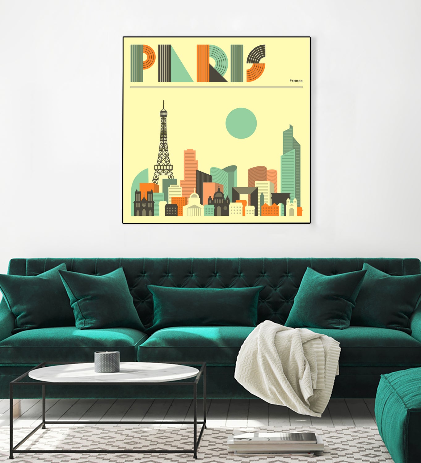 Paris Skyline by Jazzberry Blue on GIANT ART - pink vector illustration