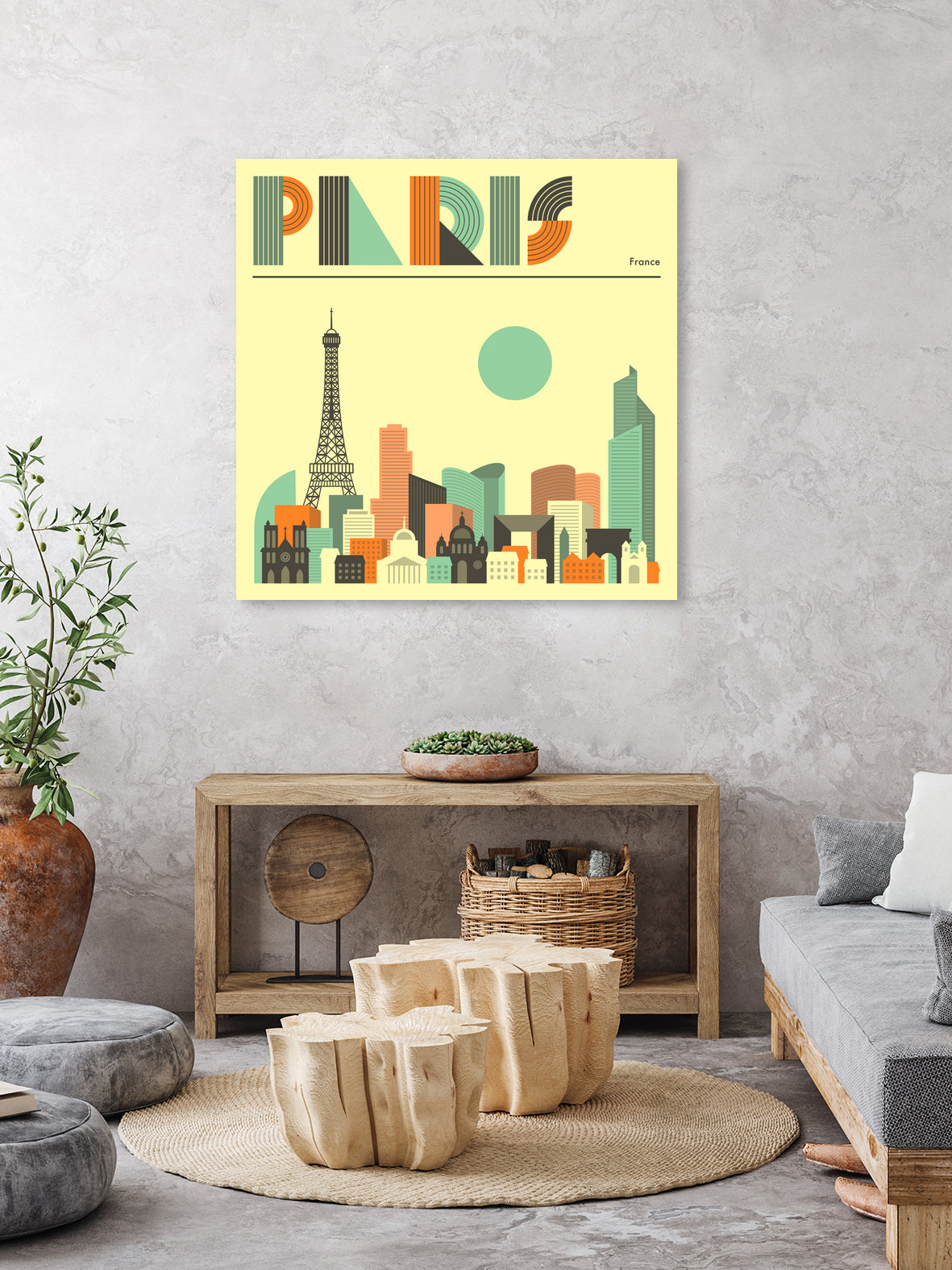 Paris Skyline by Jazzberry Blue on GIANT ART - pink vector illustration
