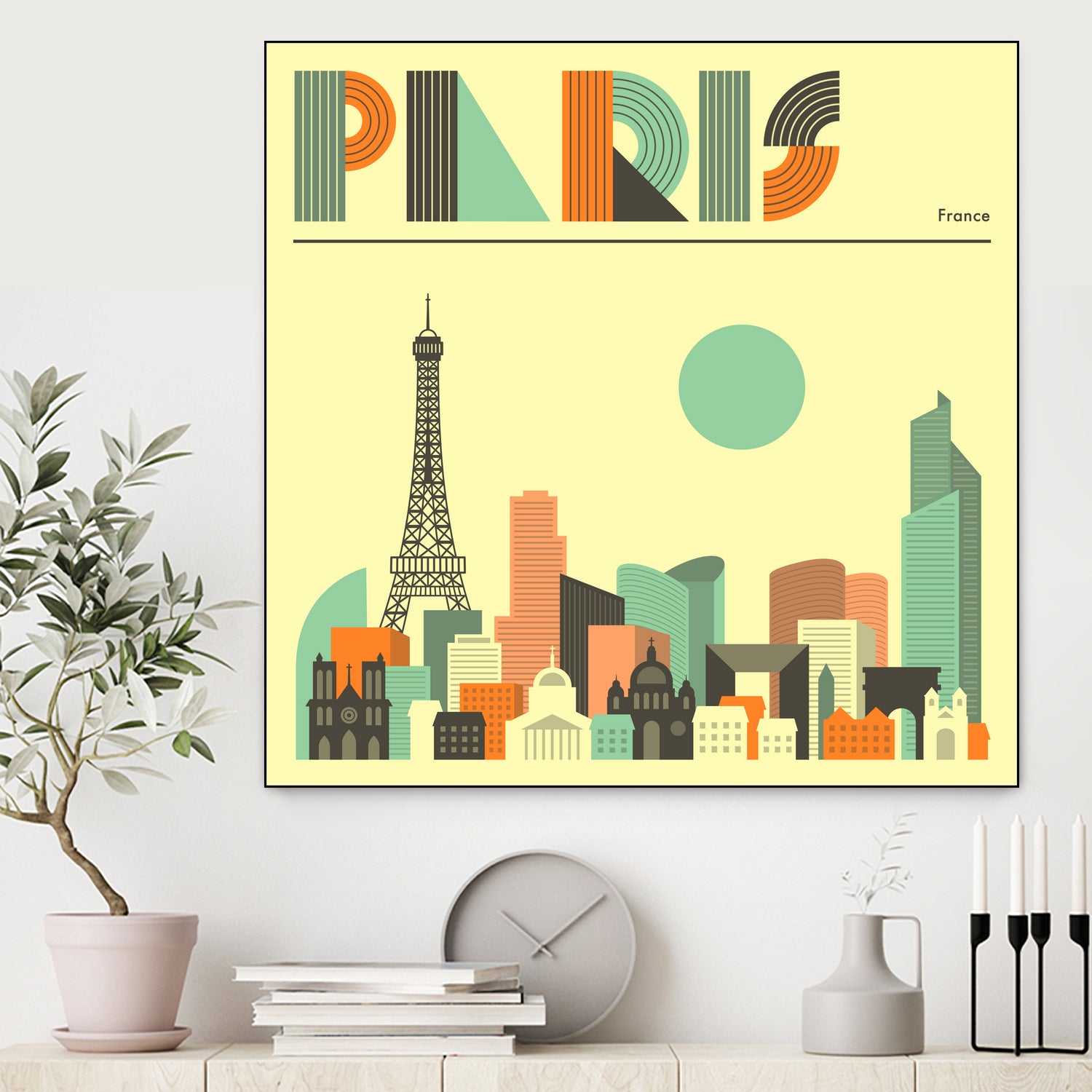 Paris Skyline by Jazzberry Blue on GIANT ART - pink vector illustration