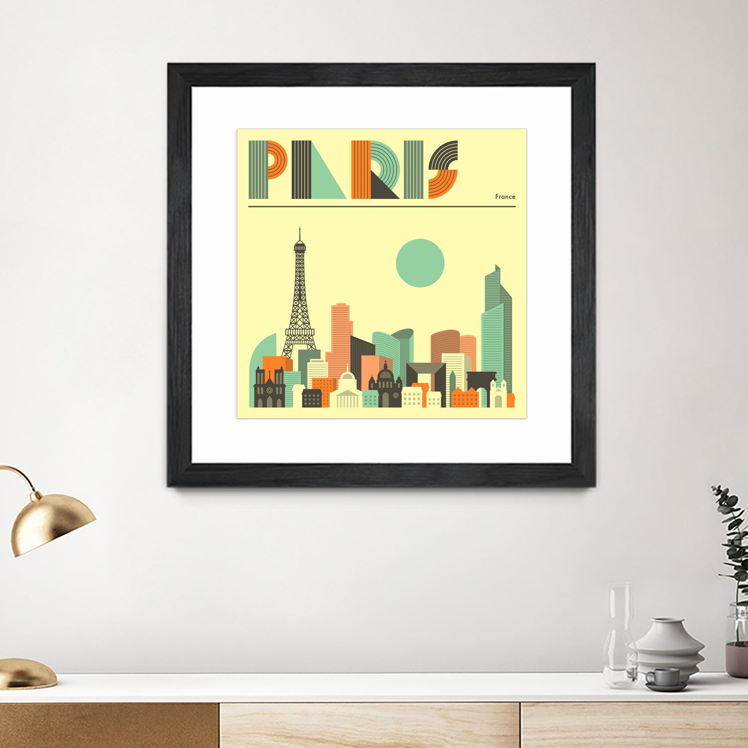 Paris Skyline by Jazzberry Blue on GIANT ART - pink vector illustration