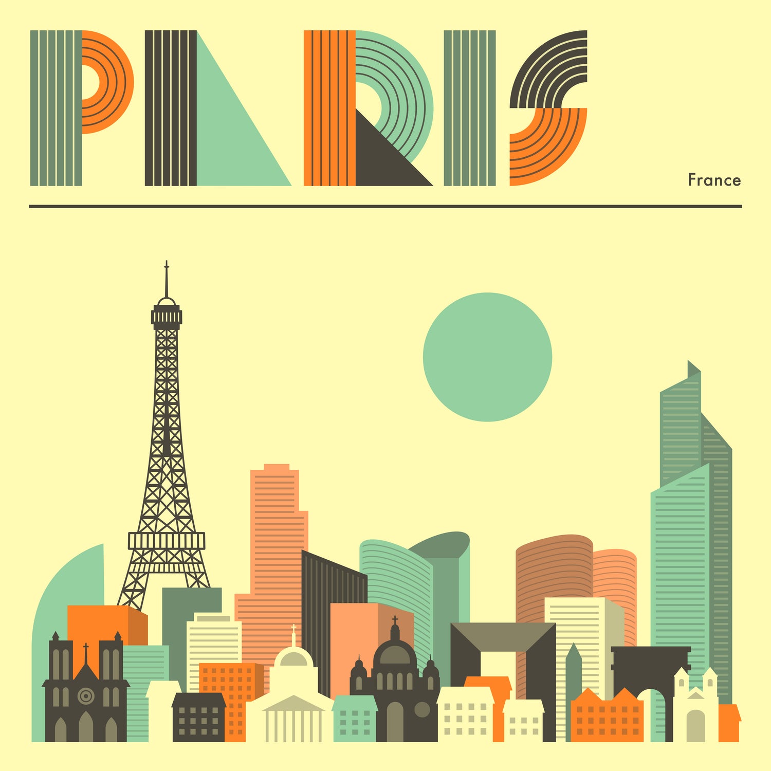 Paris Skyline by Jazzberry Blue on GIANT ART - pink vector illustration