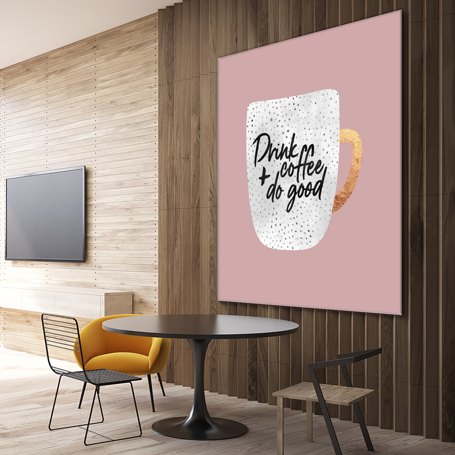 Drink coffee and do good 2 by Elisabeth Fredriksson on GIANT ART - pink digital painting