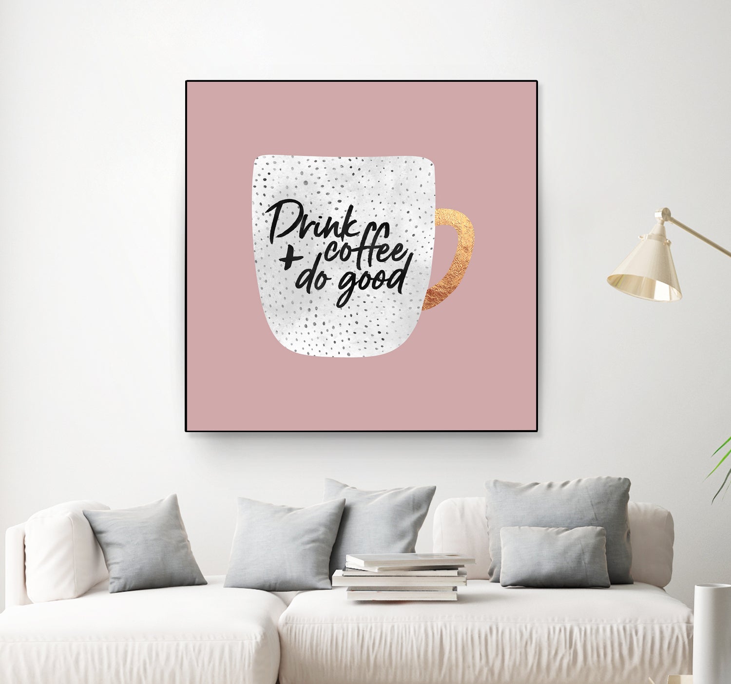 Drink coffee and do good 2 by Elisabeth Fredriksson on GIANT ART - pink digital painting