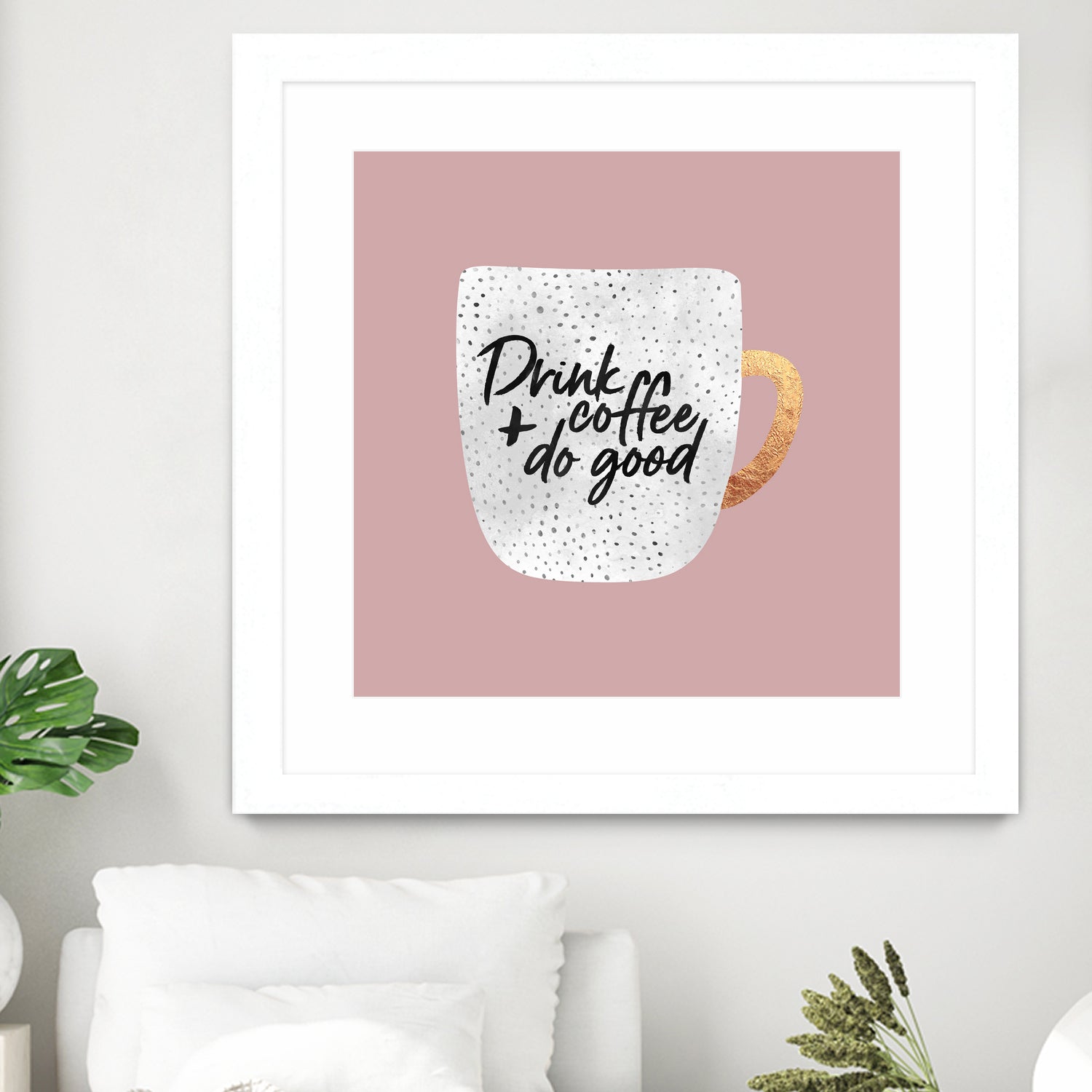 Drink coffee and do good 2 by Elisabeth Fredriksson on GIANT ART - pink digital painting