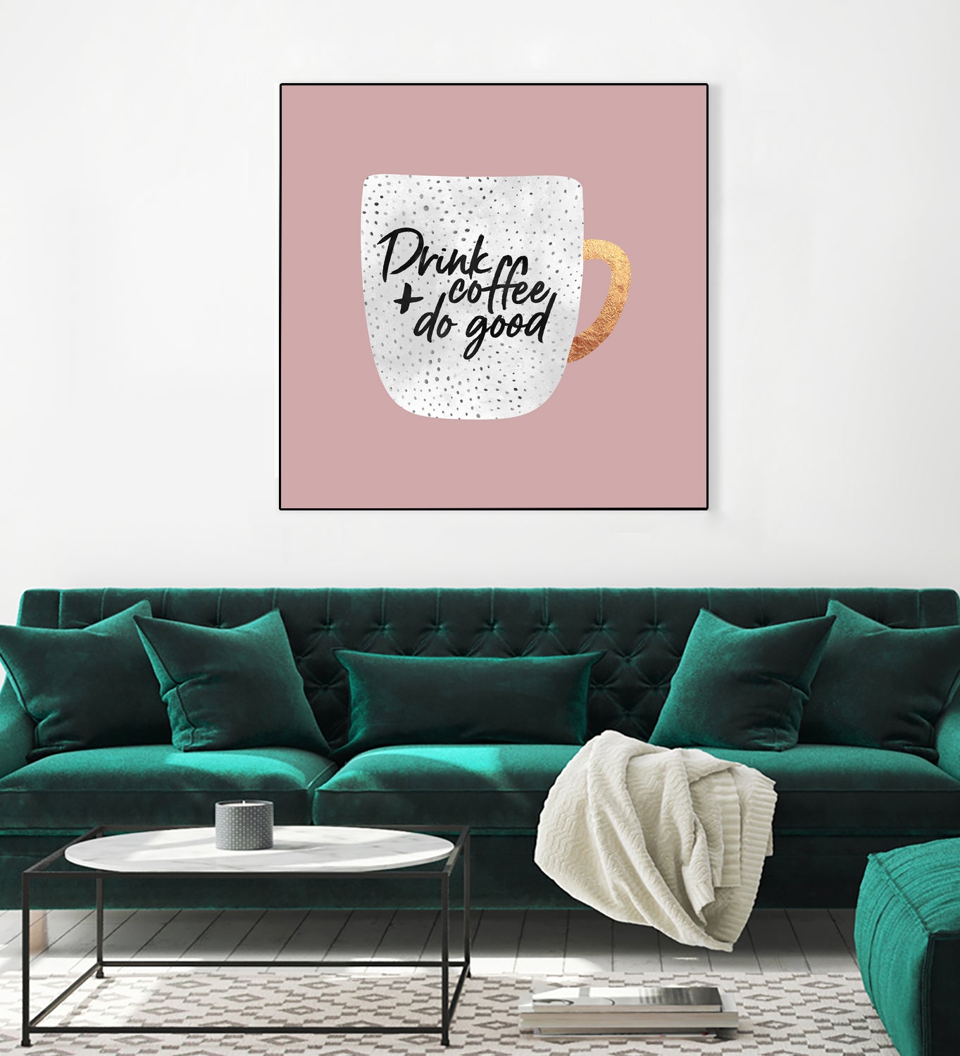 Drink coffee and do good 2 by Elisabeth Fredriksson on GIANT ART - pink digital painting