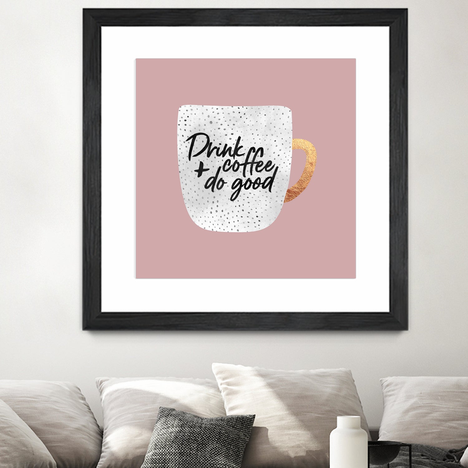 Drink coffee and do good 2 by Elisabeth Fredriksson on GIANT ART - pink digital painting