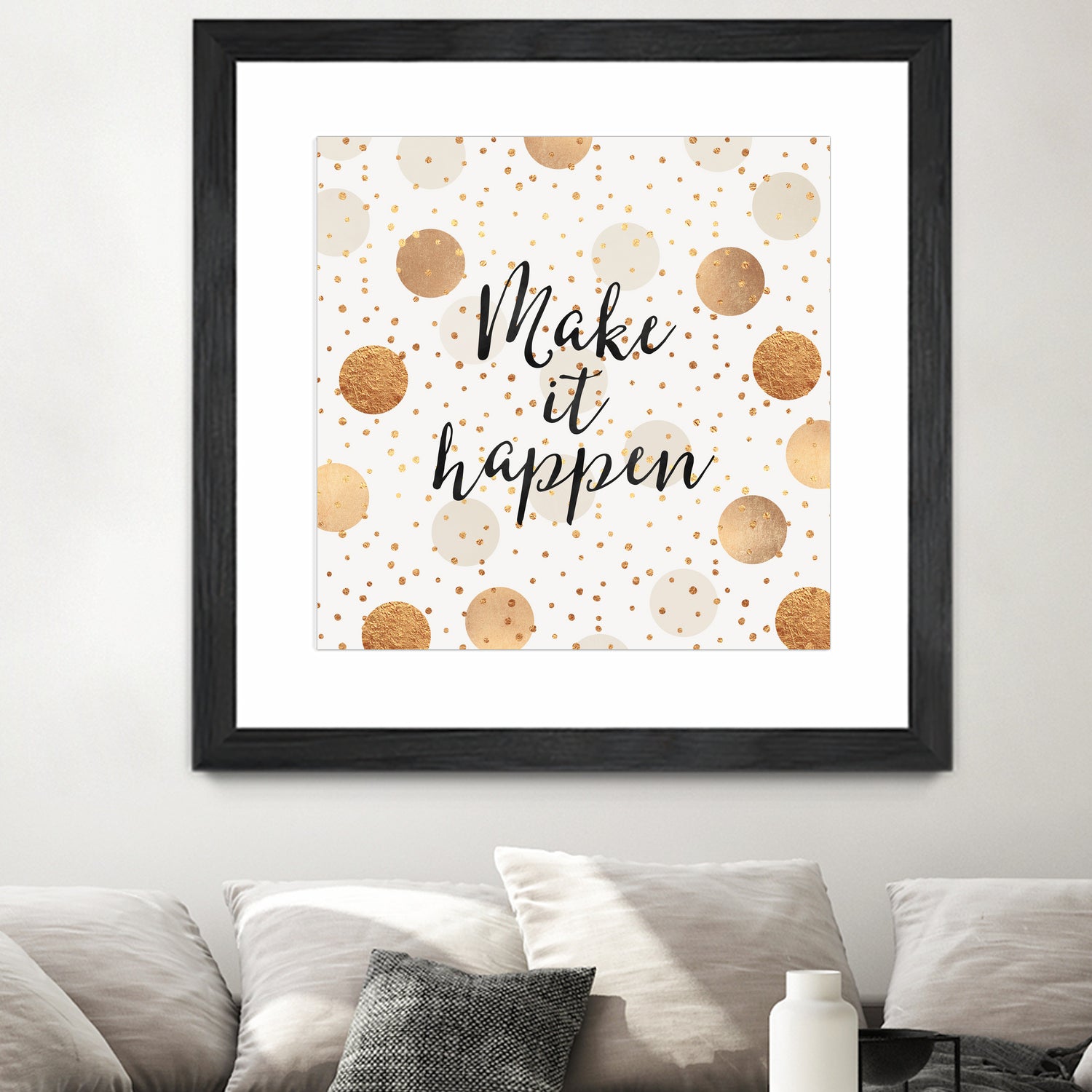 Make it happen - Gold Dots by Elisabeth Fredriksson on GIANT ART - yellow digital painting