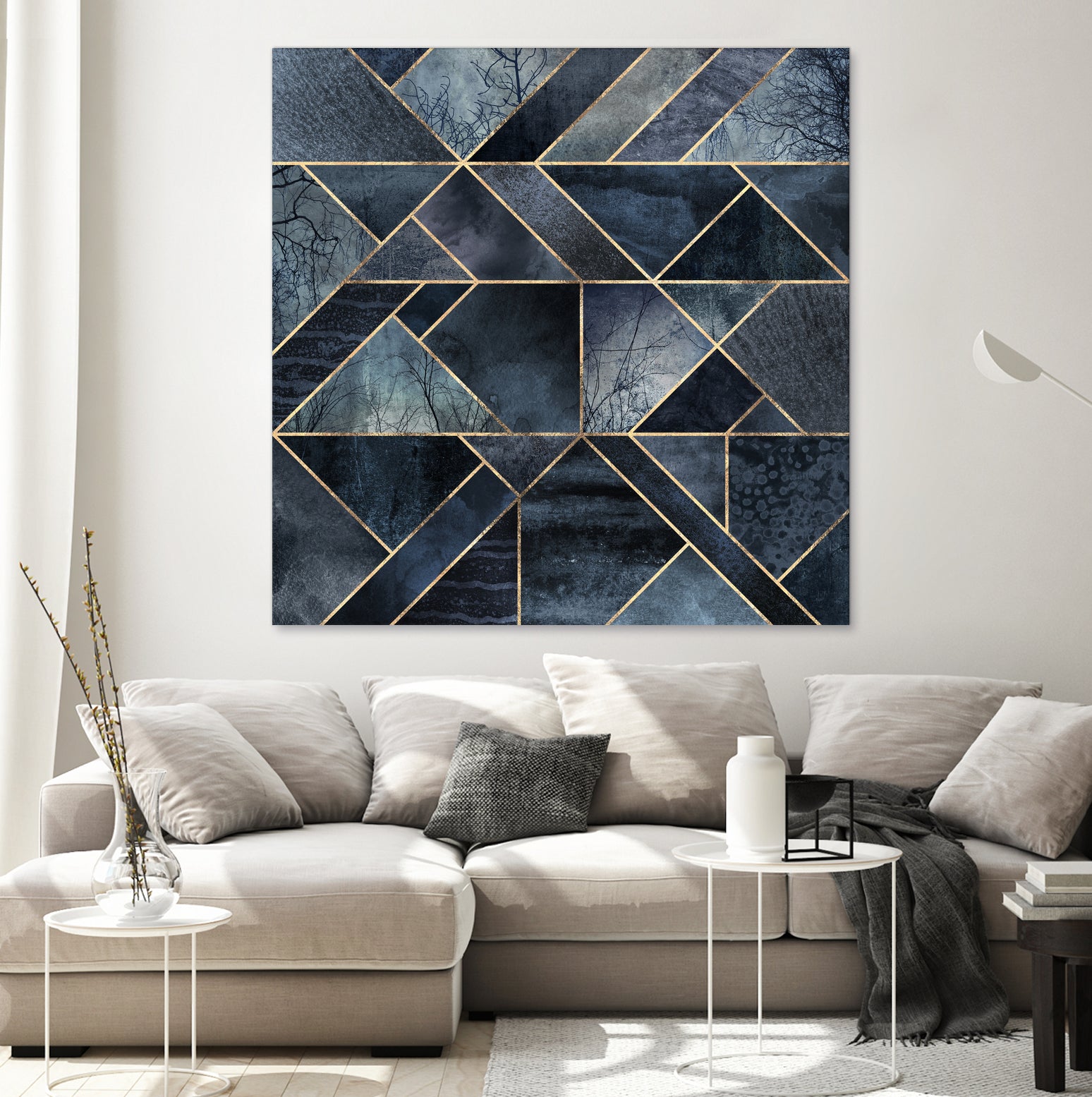 Abstract Nature - Dark Blue by Elisabeth Fredriksson on GIANT ART - blue digital painting