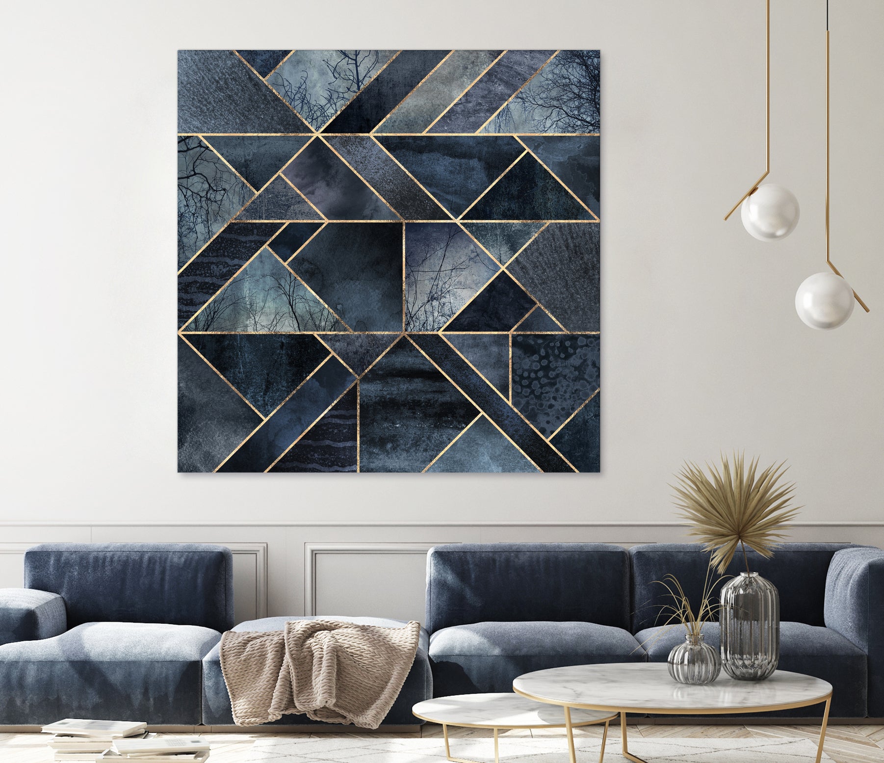 Abstract Nature - Dark Blue by Elisabeth Fredriksson on GIANT ART - blue digital painting