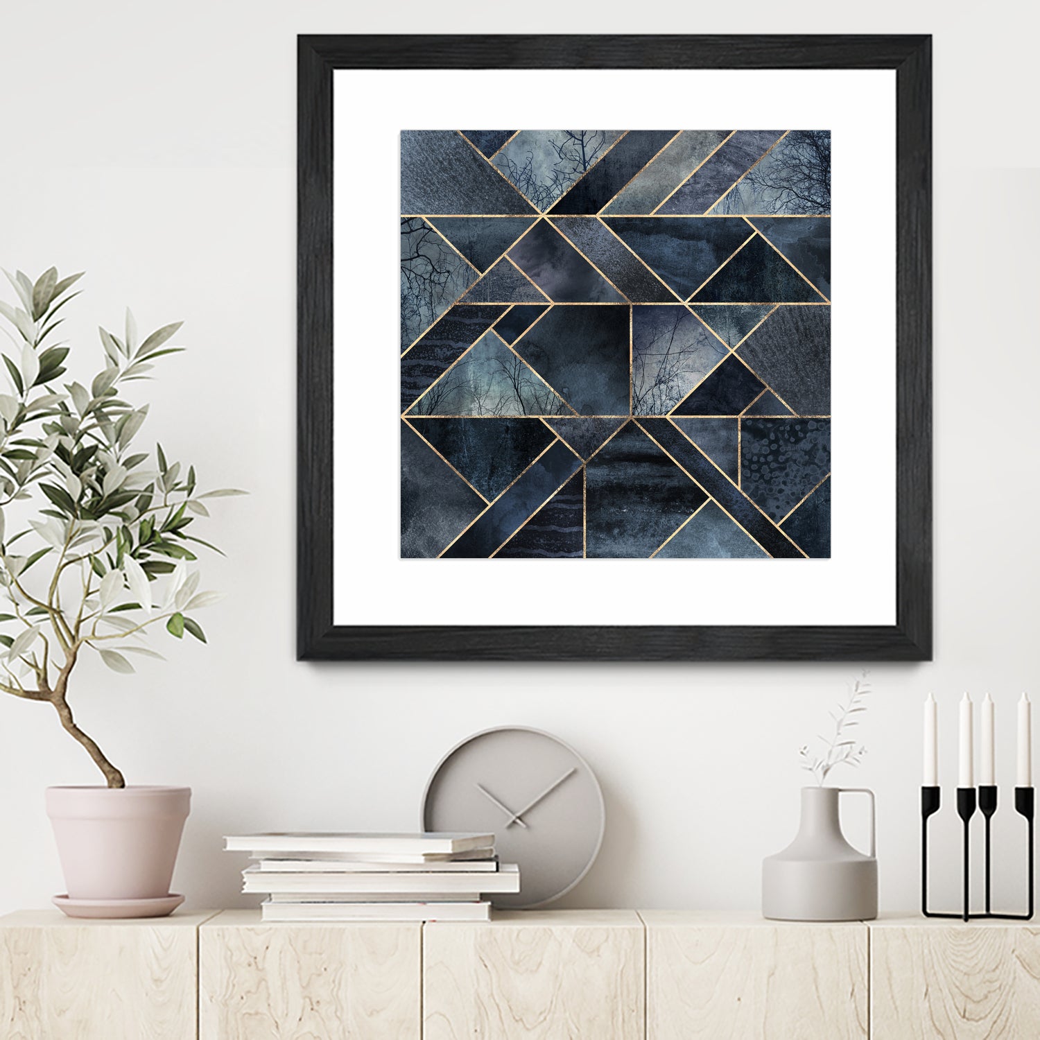 Abstract Nature - Dark Blue by Elisabeth Fredriksson on GIANT ART - blue digital painting