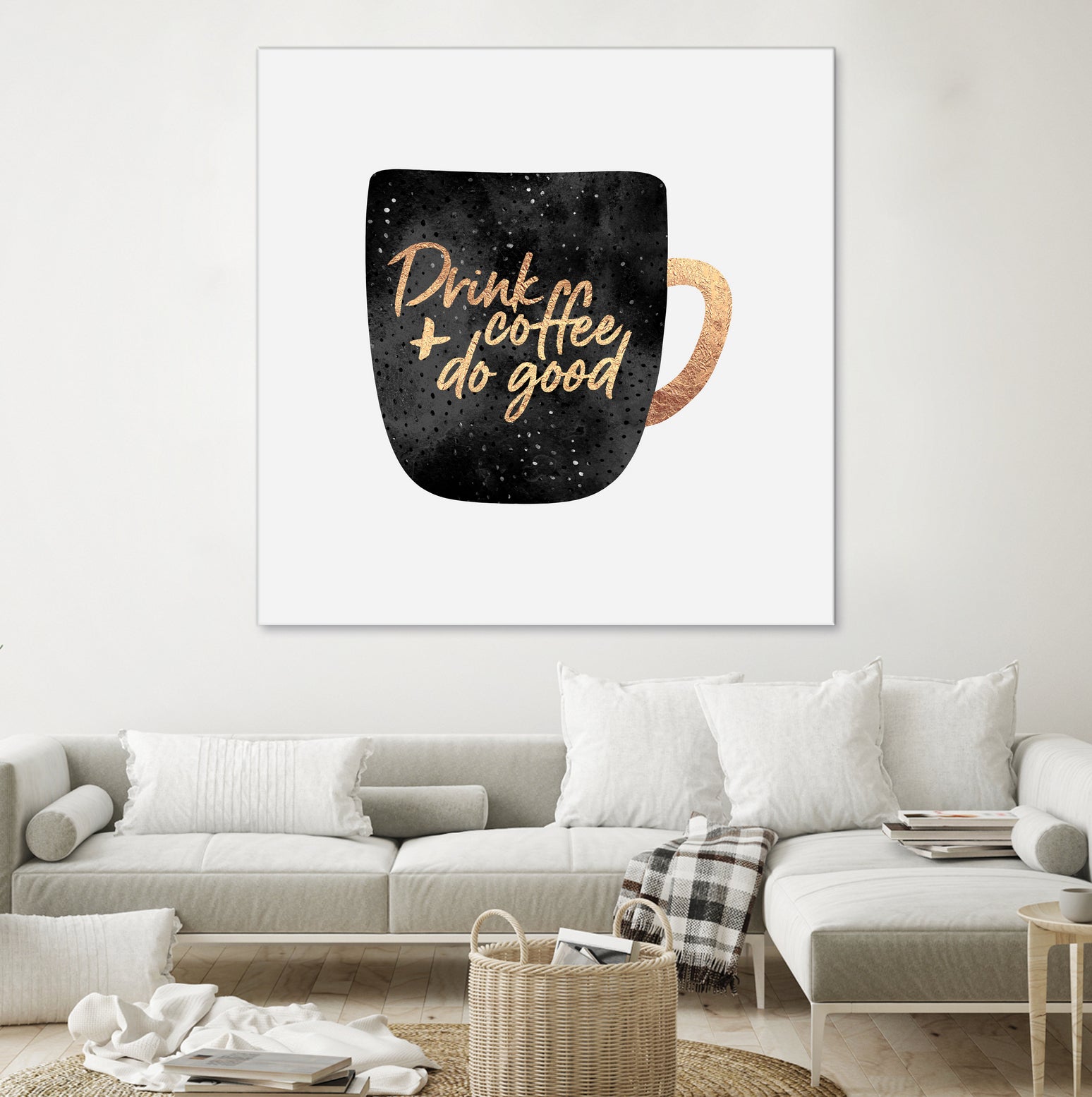 Drink Coffee And Do Good 1 by Elisabeth Fredriksson on GIANT ART - black digital painting