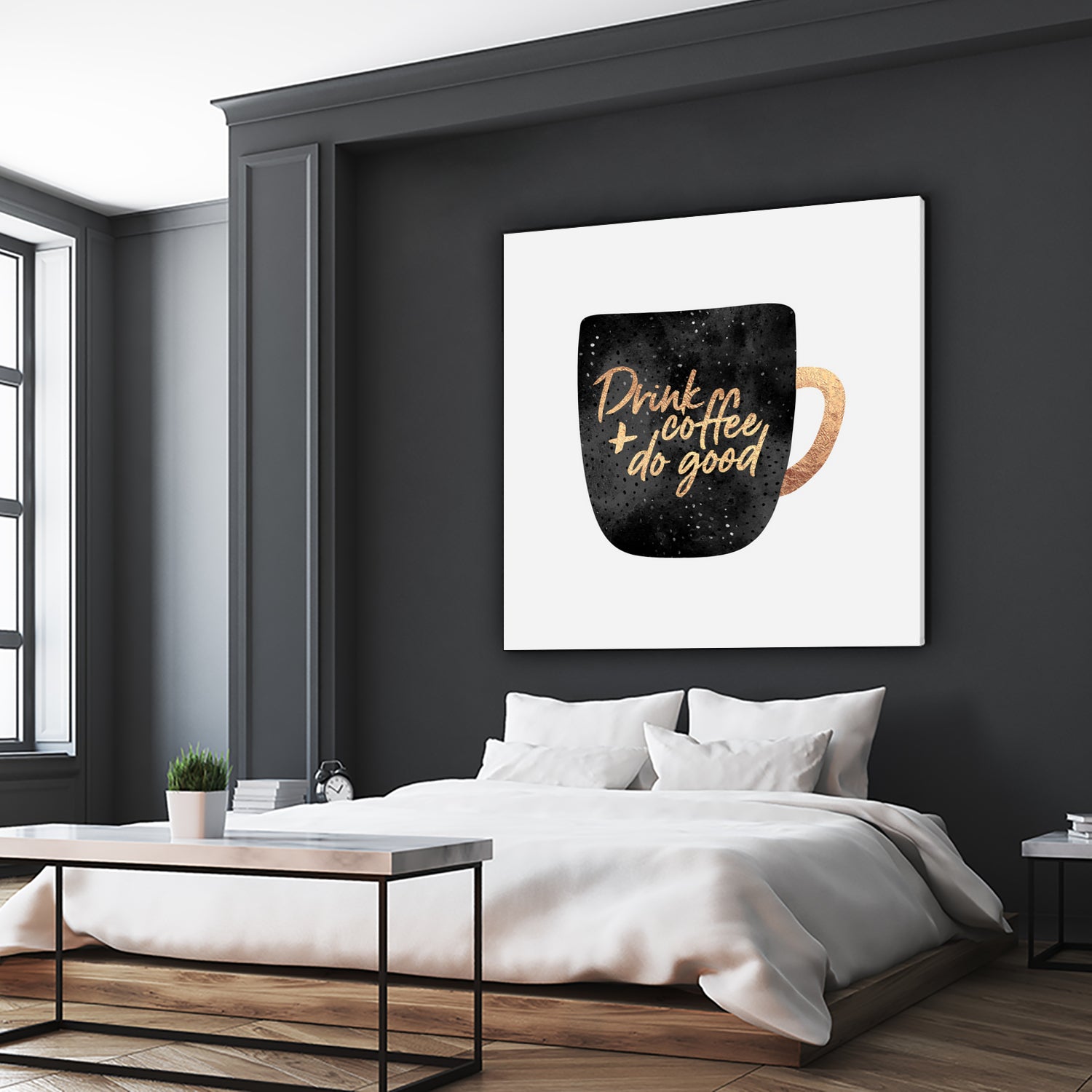 Drink Coffee And Do Good 1 by Elisabeth Fredriksson on GIANT ART - black digital painting