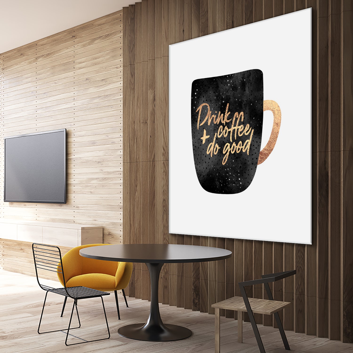 Drink Coffee And Do Good 1 by Elisabeth Fredriksson on GIANT ART - black digital painting