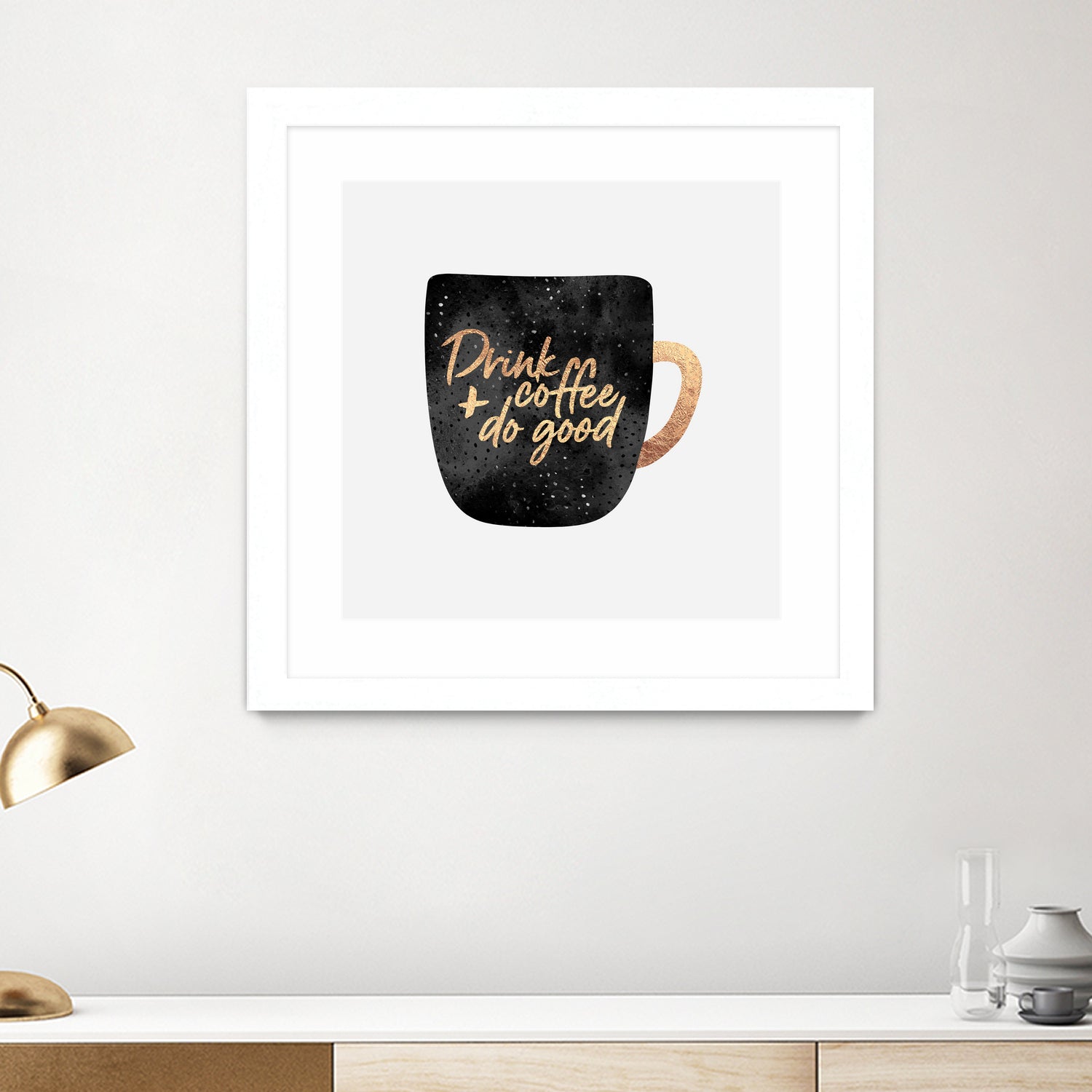 Drink Coffee And Do Good 1 by Elisabeth Fredriksson on GIANT ART - black digital painting