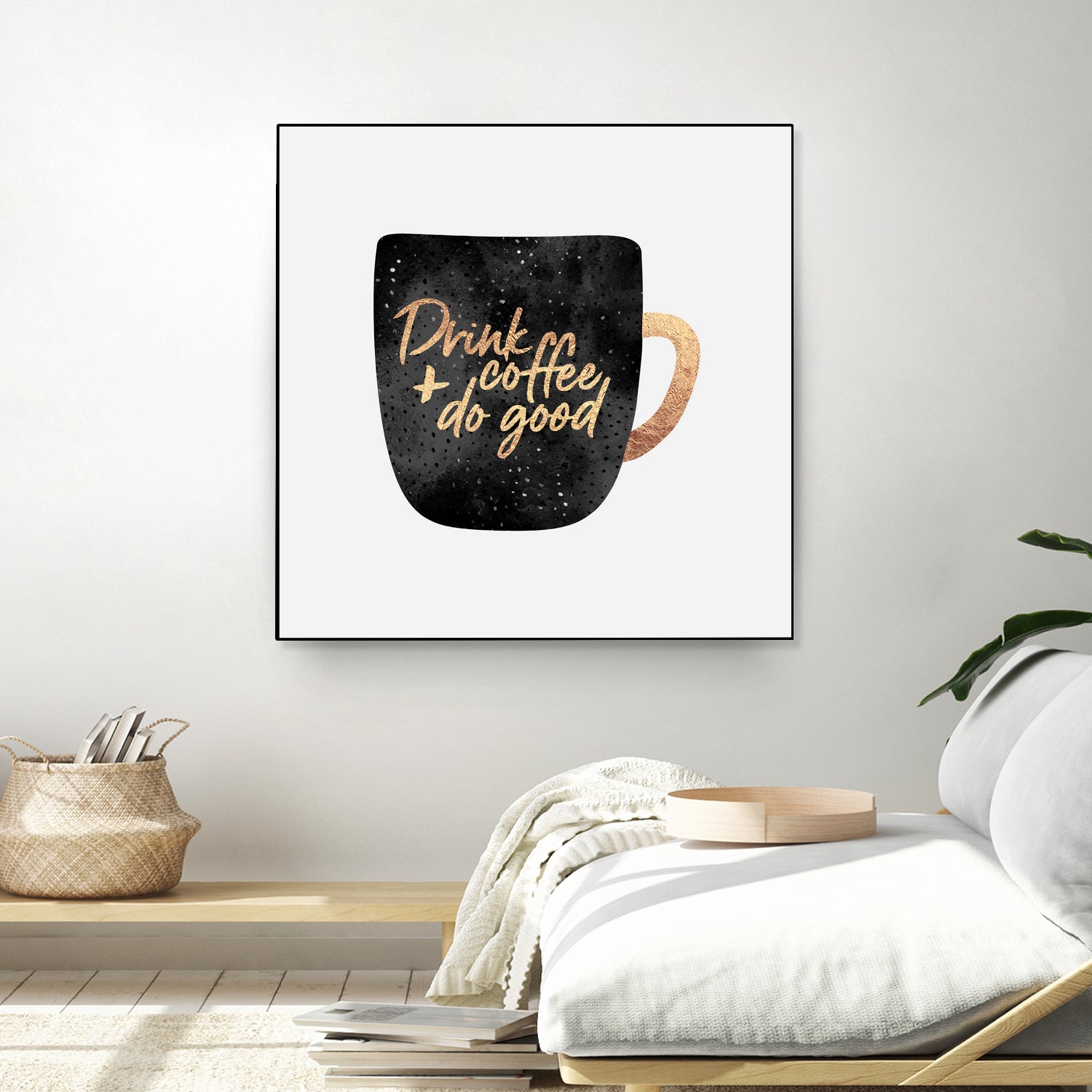 Drink Coffee And Do Good 1 by Elisabeth Fredriksson on GIANT ART - black digital painting