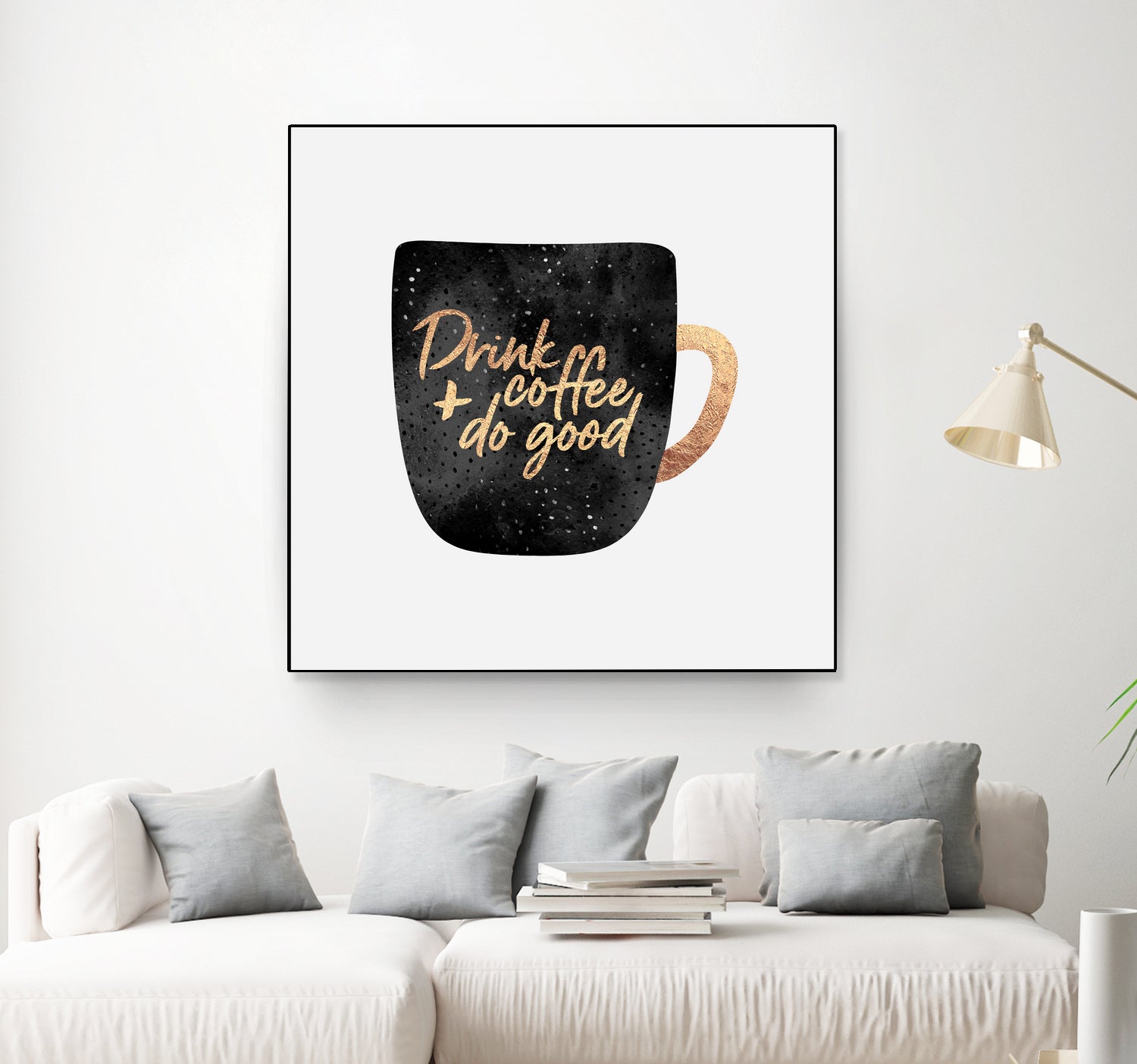 Drink Coffee And Do Good 1 by Elisabeth Fredriksson on GIANT ART - black digital painting