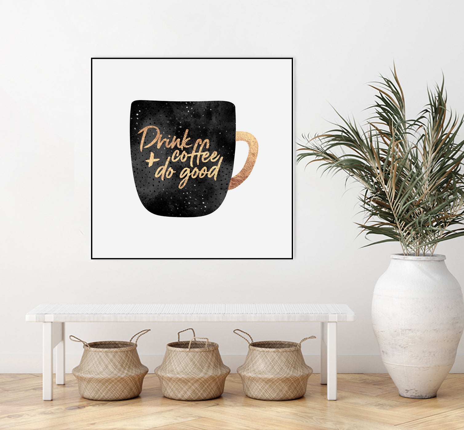 Drink Coffee And Do Good 1 by Elisabeth Fredriksson on GIANT ART - black digital painting