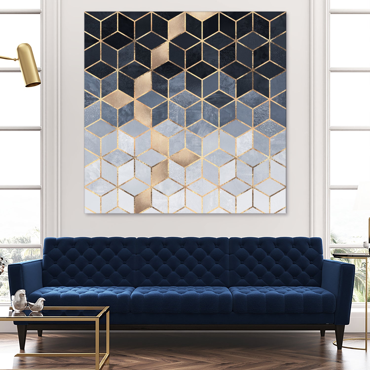 Soft Blue Gradient Cubes by Elisabeth Fredriksson on GIANT ART - blue digital painting