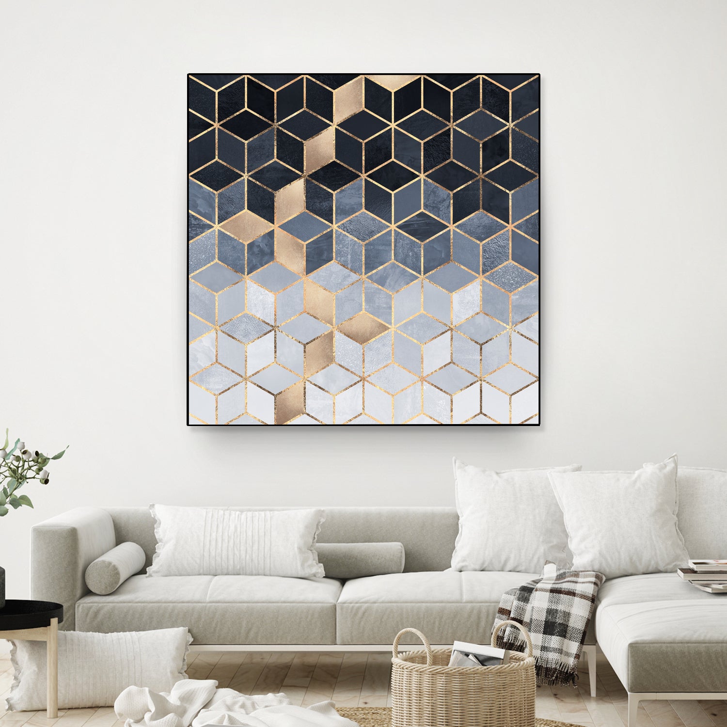 Soft Blue Gradient Cubes by Elisabeth Fredriksson on GIANT ART - blue digital painting