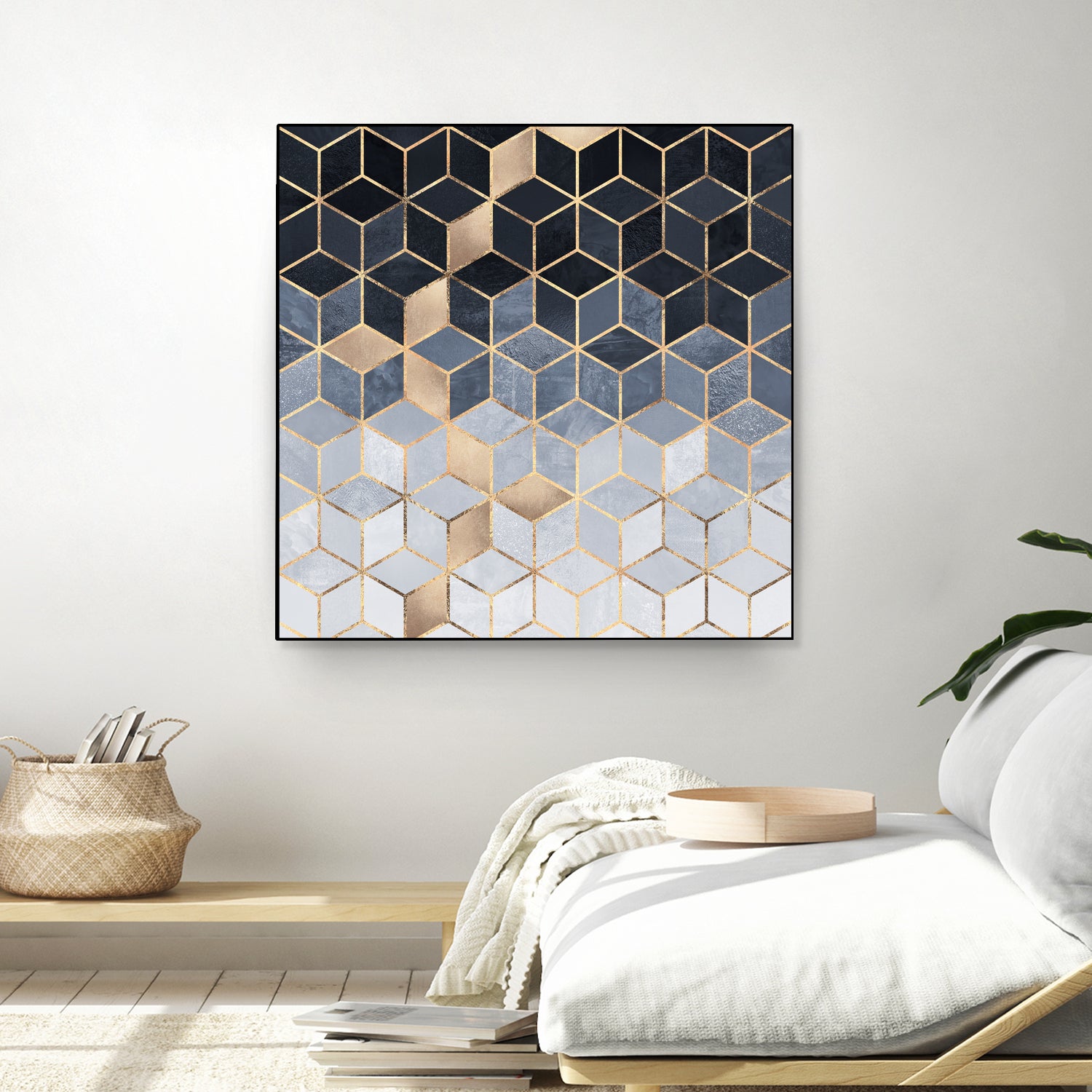 Soft Blue Gradient Cubes by Elisabeth Fredriksson on GIANT ART - blue digital painting